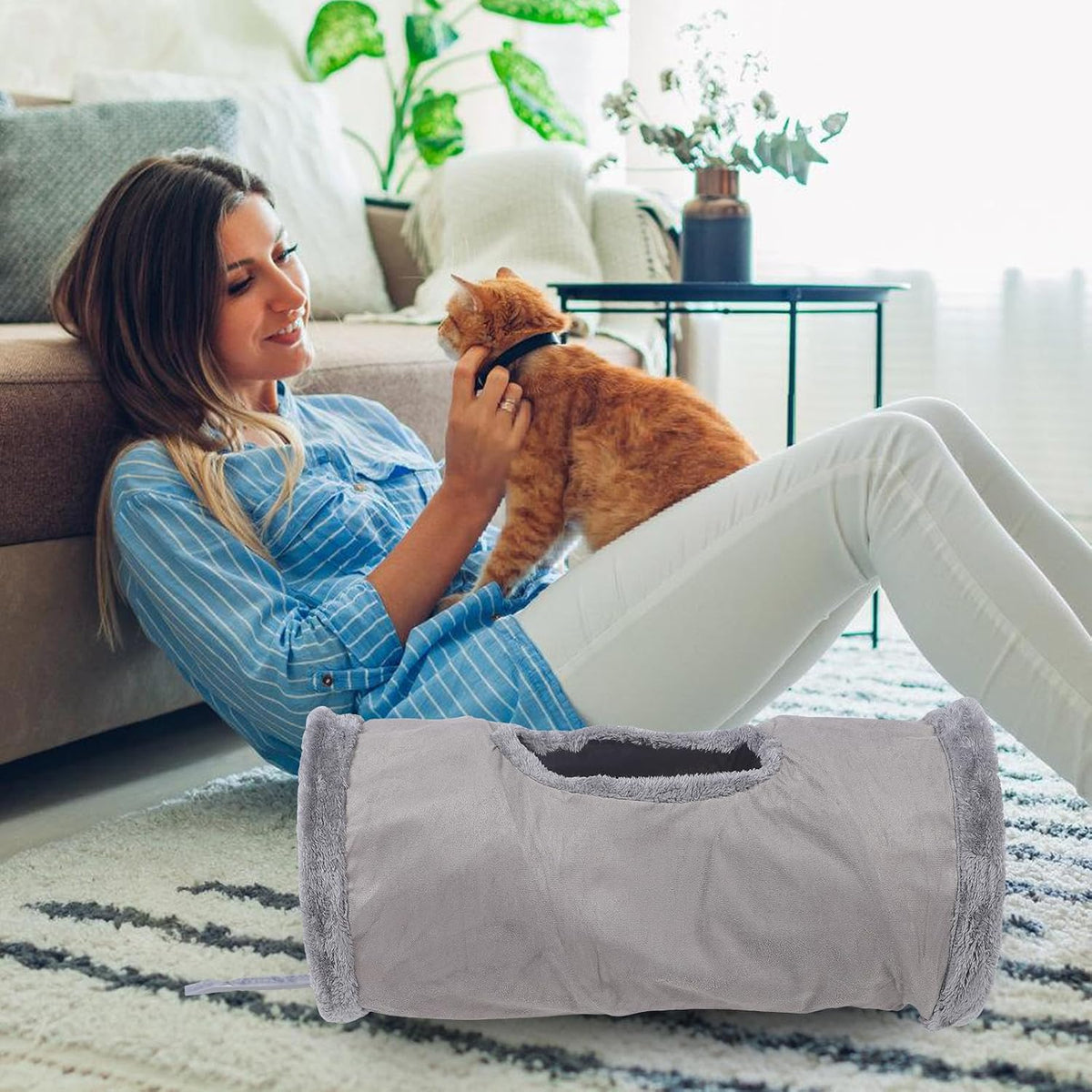 Foldable Suede Home Cat Tunnel Cozy Hideaway for Cats