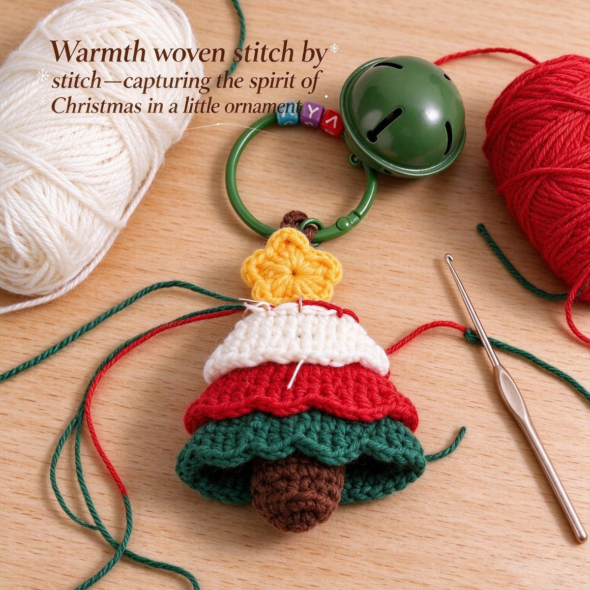 Christmas Pet Collar Charm, Handmade Crochet Cat & Dog Collar Pendant with Bell, Festive Pet Gift and Photo Prop (Gloves