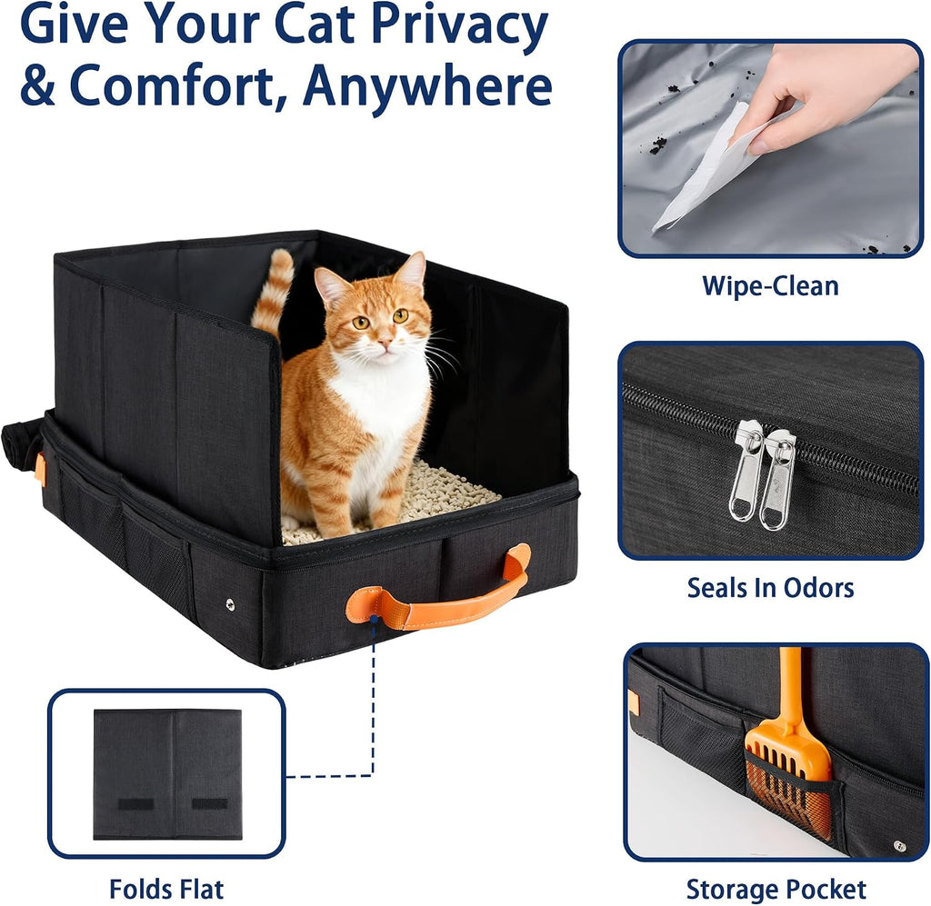 Portable Travel Litter Box for Cats, 17.7"×13.5"×11"