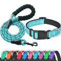 Ladoogo Reflective Dog Collar Padded with Soft Neoprene, Medium, Turquoise