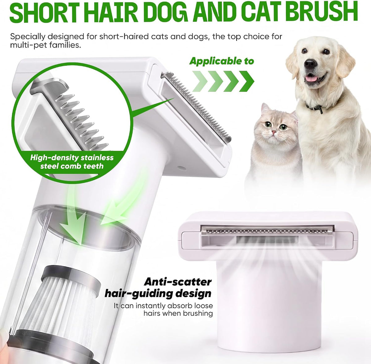 Cat Grooming Vacuum Kit, 5-in-1 Cordless Pet Grooming Vacuum for Cats & Dogs, 6000PA Pet Hair Vacuum, Low-Noise Desheddi