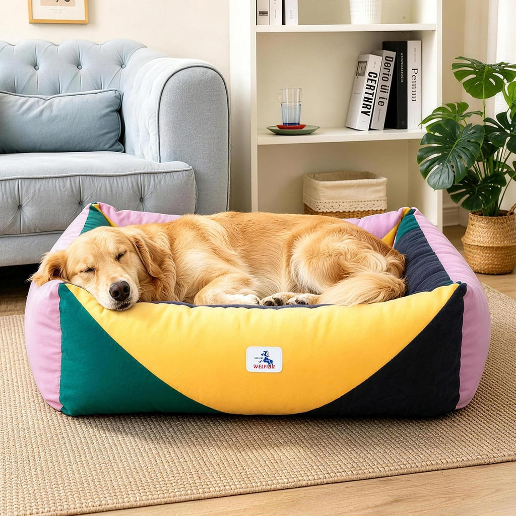 Cotton Canvas Dog Bed(290gsm Thick), 24"x20"x8" Washable Waterproof