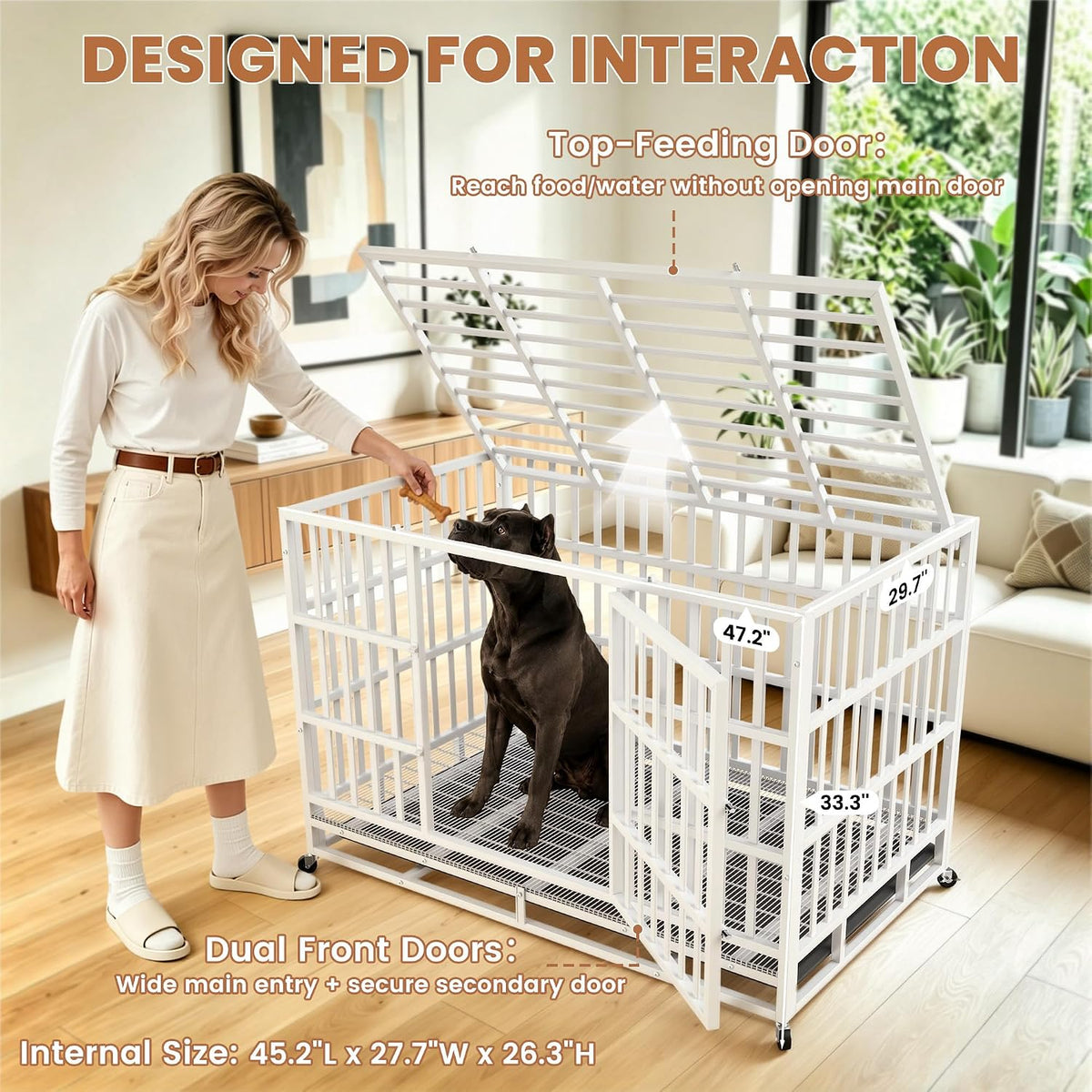 48 Inch Heavy Duty Dog Crate, Indestructible Kennel for Large Dogs