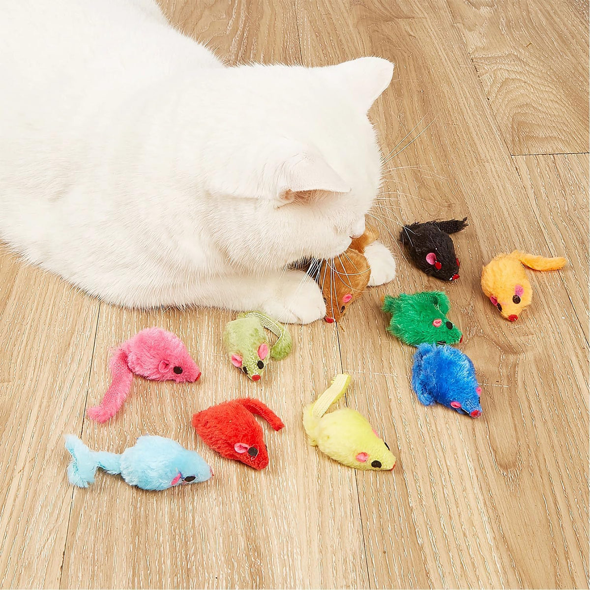 12PCS Cat Mouse Toys, Faux Fur Interactive Catnip Mice