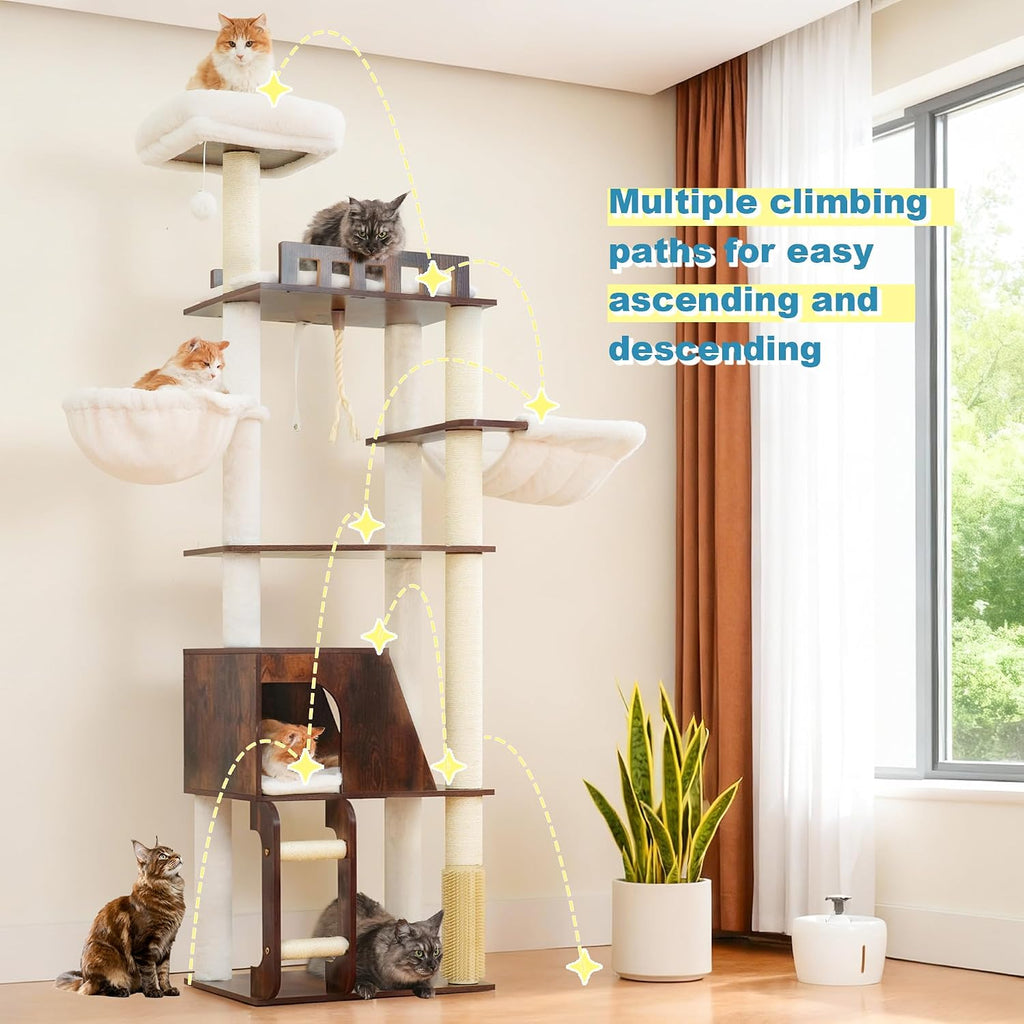 Hey-brother Wooden Cat Tree, Furniture Tower with Large Platforms, MPJ121SR