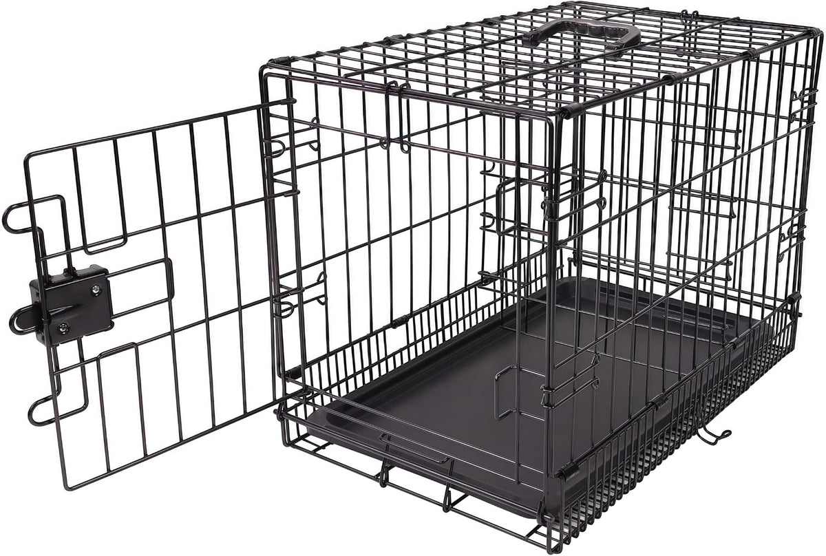 Amazon Basics Portable, Easy to Assemble, Foldable Metal Wire Dog Crate with Removable Tray, Double Door, Divider Panel,