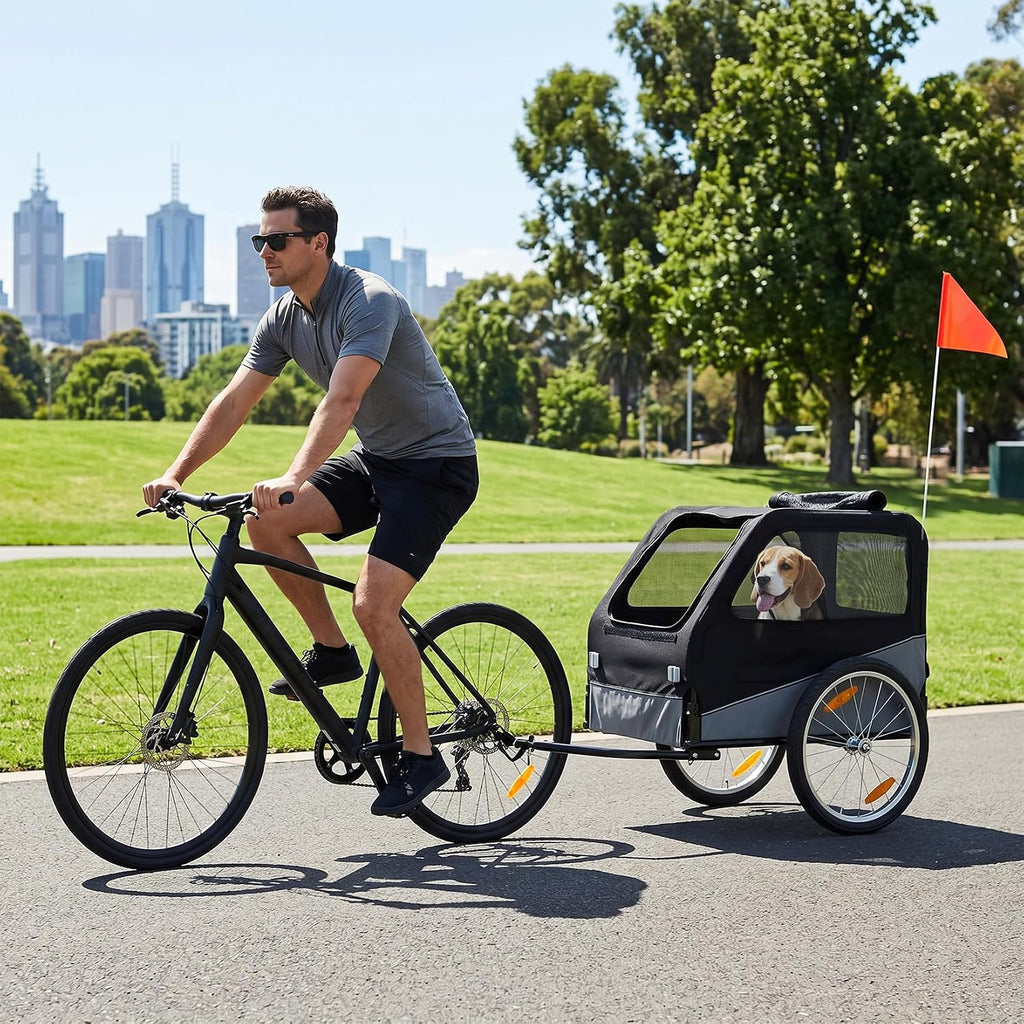 Aptliton Heavy-Duty Collapsible Dog 100 lb Bike Trailer Carrier, Black