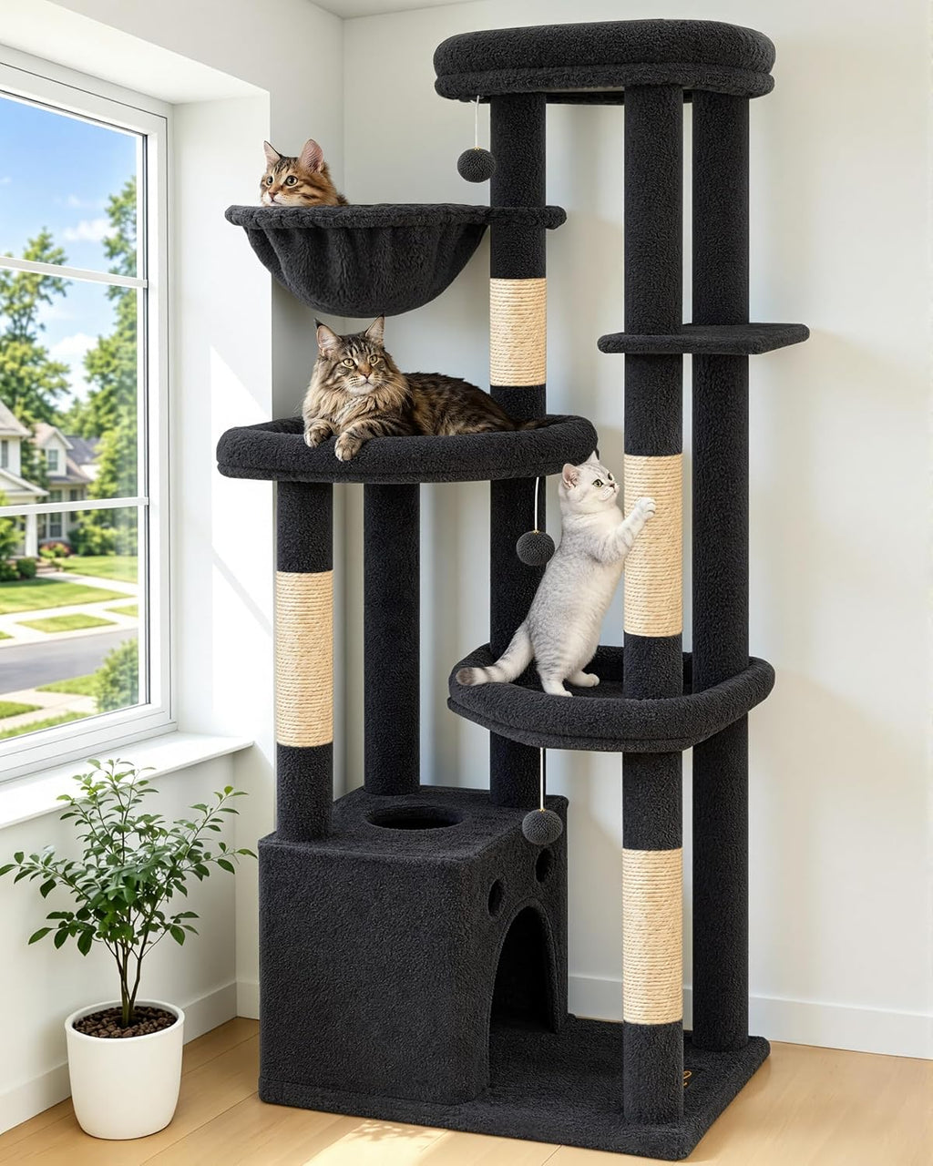 Small Cat Tree Tower for Indoor Cats, 40 in Multi-Level Cat Scratching Post