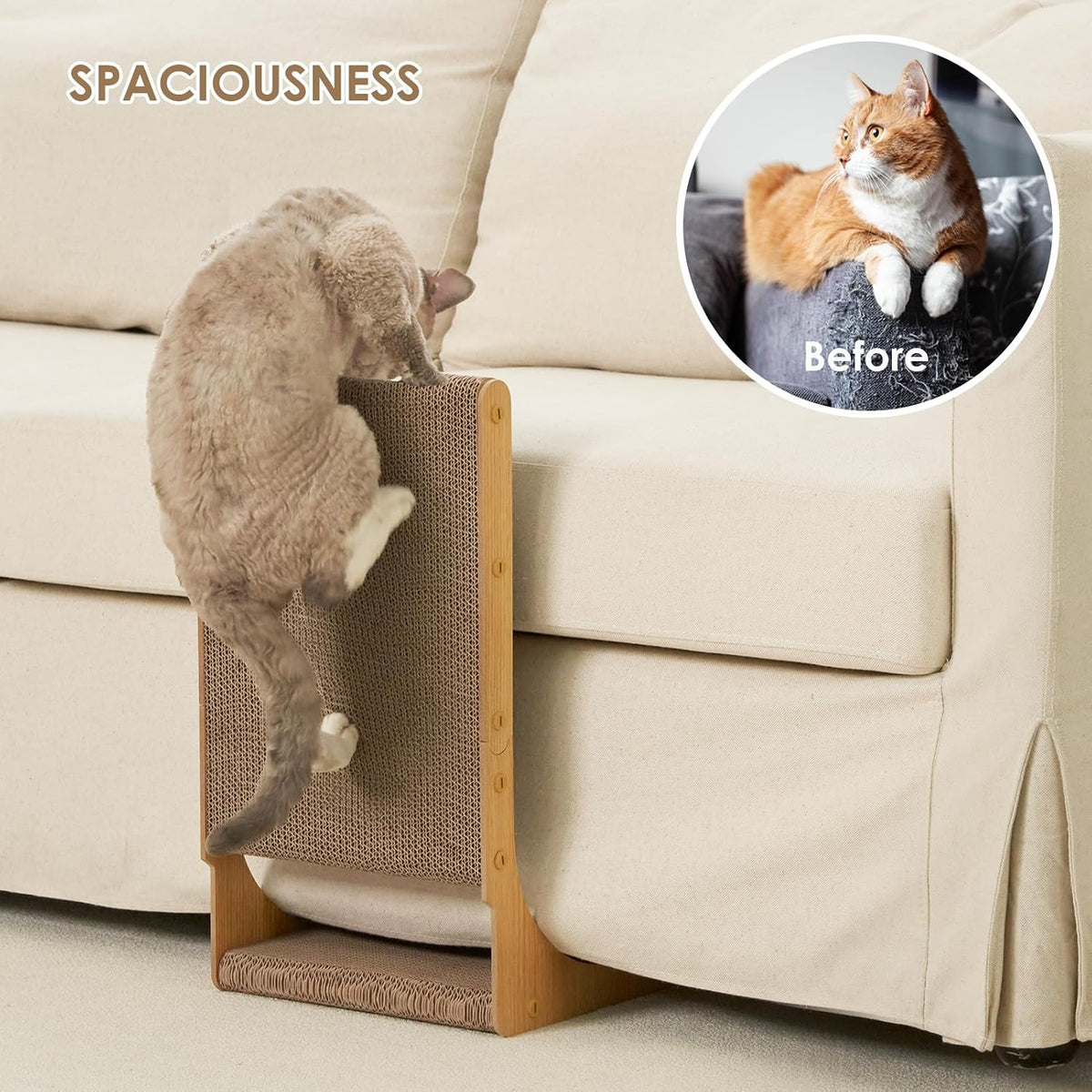 EHEYCIGA 2-Pack Cat Scratcher, 25.6 Vertical Indoor Cardboard Scratch Pad