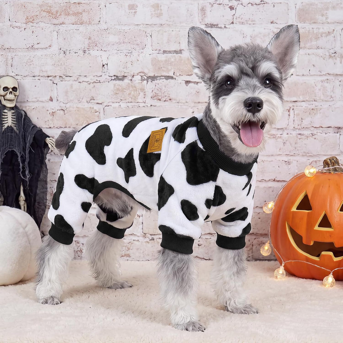 Cow Dog Sweater, Dog Winter Clothes for Small Medium Dogs Girl Boy Fleece Pet Pajamas for Winter Christmas, Medium