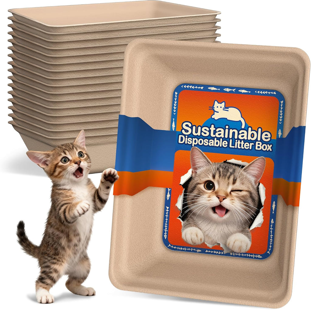 12-Pack Disposable Cat Litter Boxes: Leak-Proof & Odor-Control Cat Trays