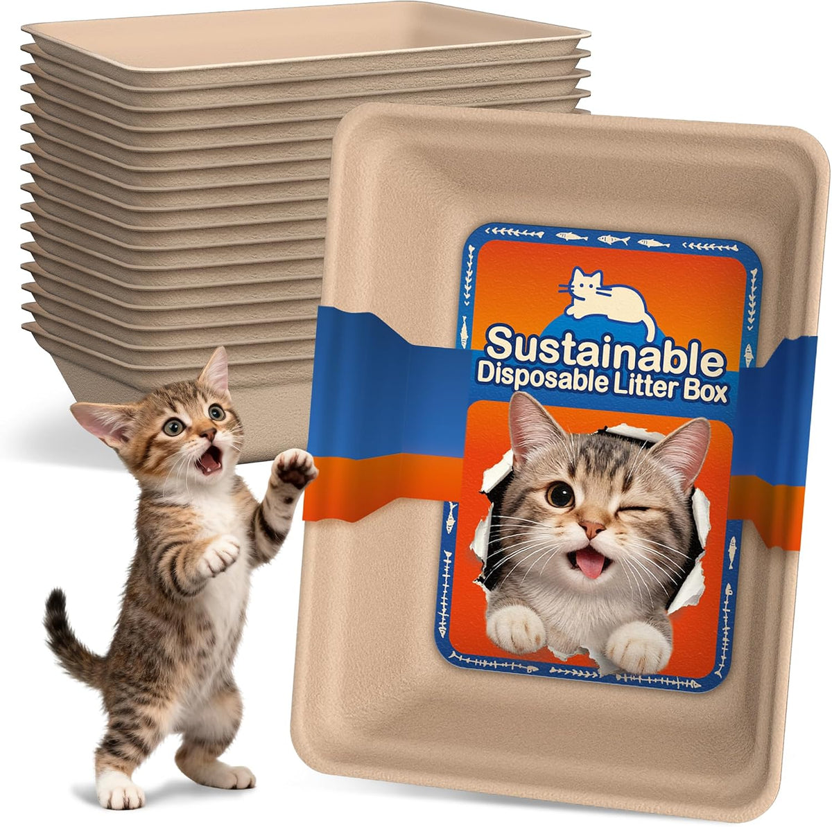12-Pack Disposable Cat Litter Boxes: Leak-Proof & Odor-Control Cat Trays