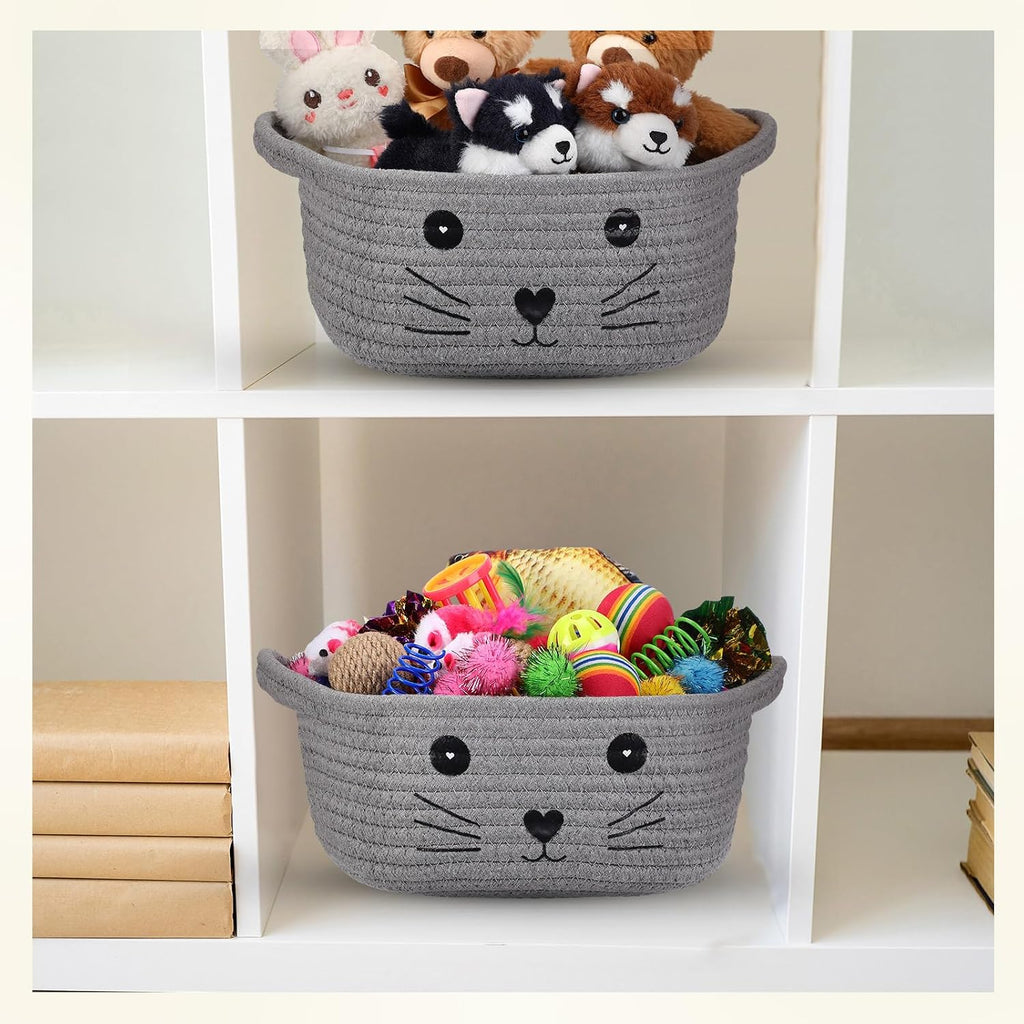 Zopeal 58 Pcs Cat Toy Set with Storage Basket Indoor, Grey, 9.8 Inch