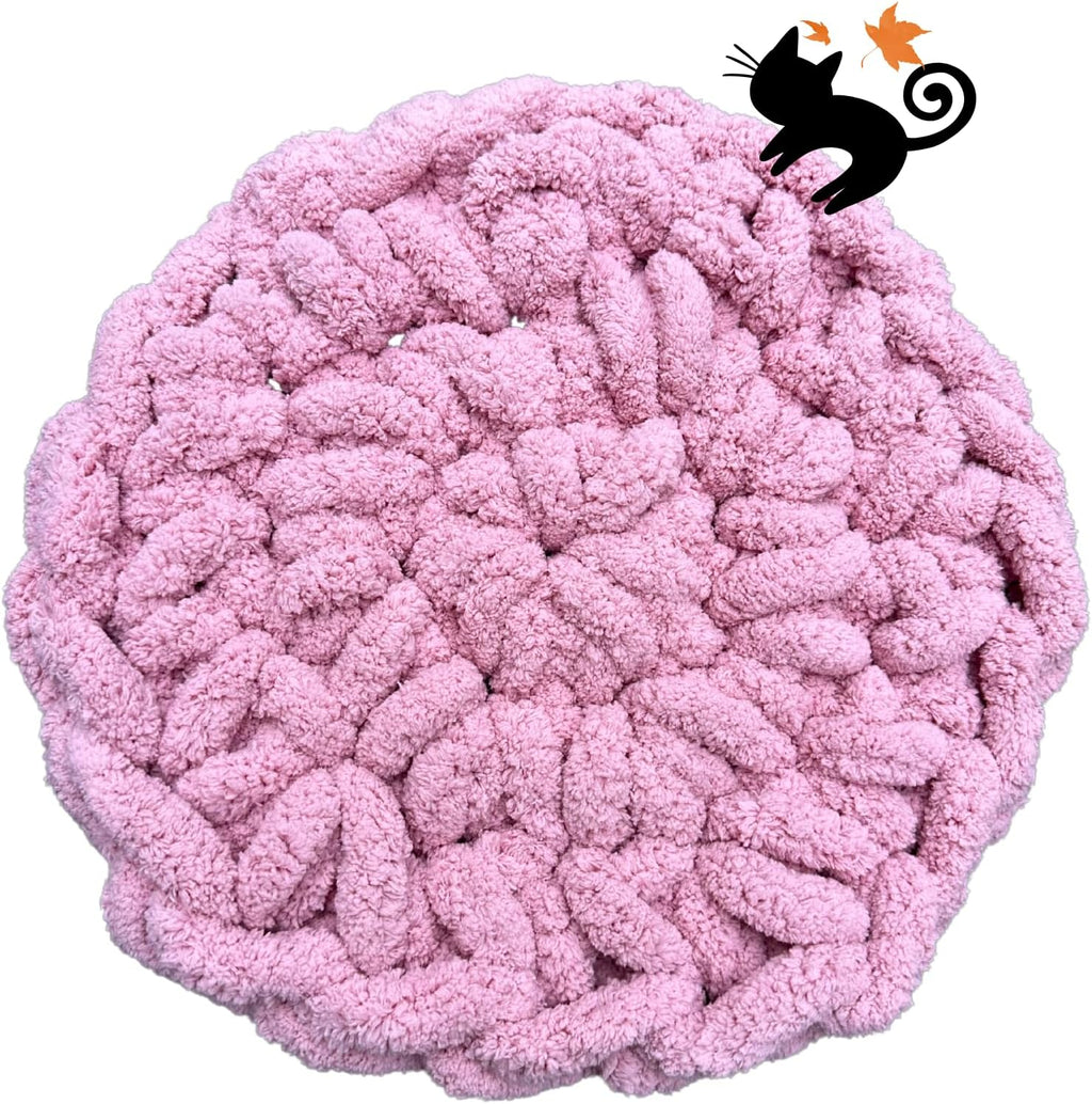 Cat Kneading Mat, Handmade Round Cushion Bed Pad Kittens (White,M)