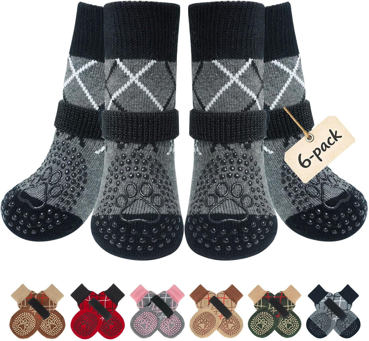 6PCS Dog Socks to Prevent Licking Paws for Hot/Cold Pavement