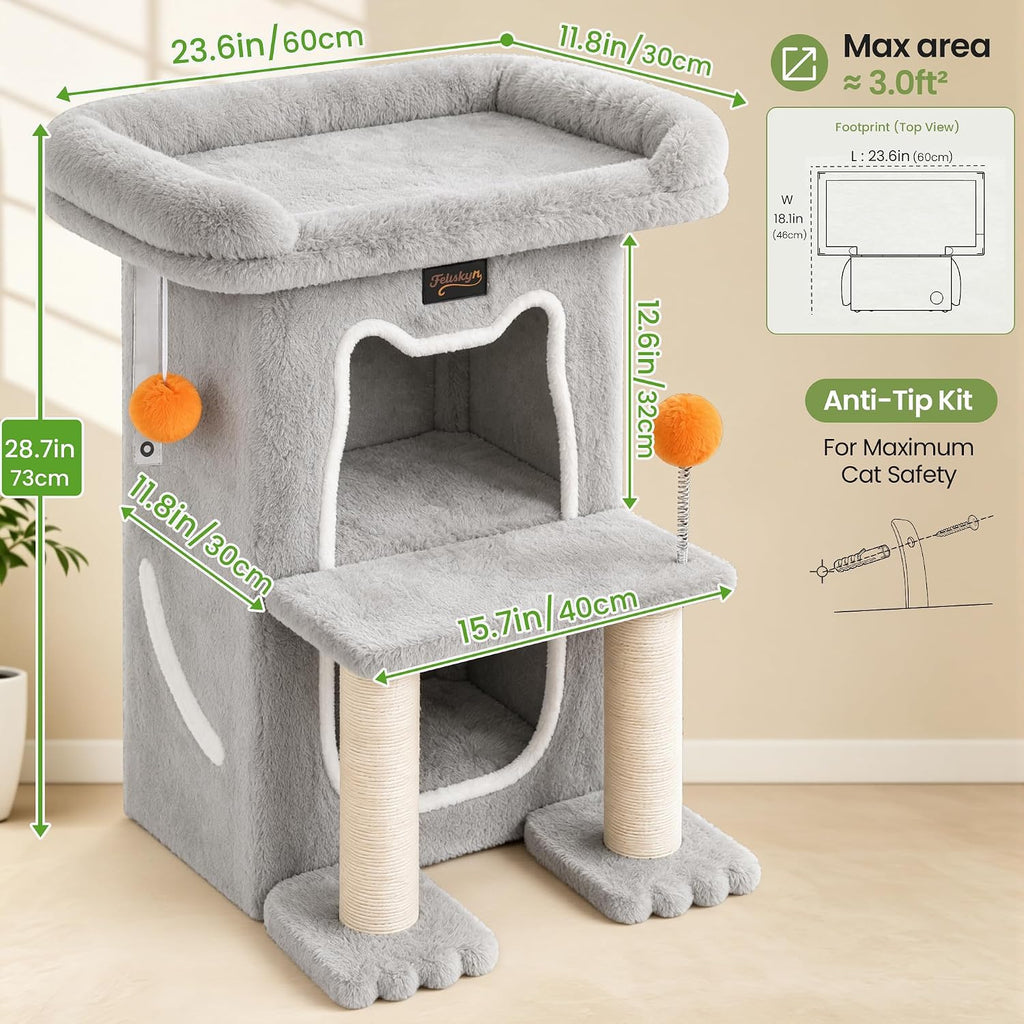 Small Cat Tree Tower Scratching Post for Indoor Cats Large Adult