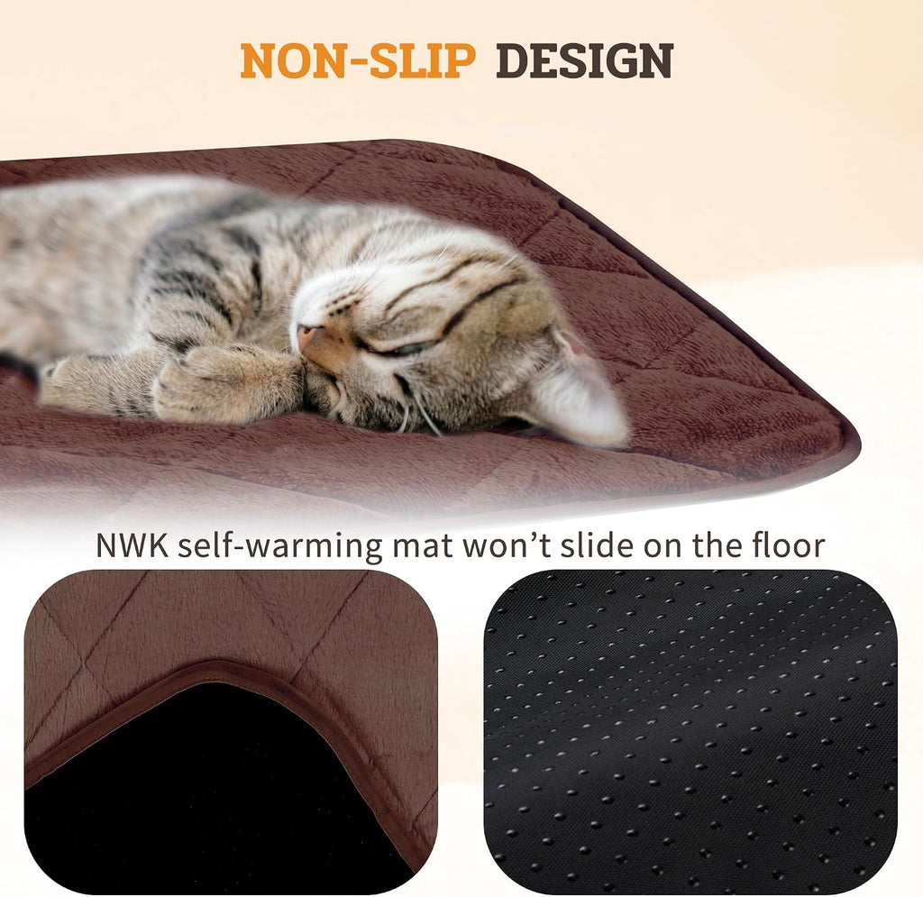 NWK Self Warming Thermal Pet Mat for Dogs and Cats (Coffee Brown, Small)