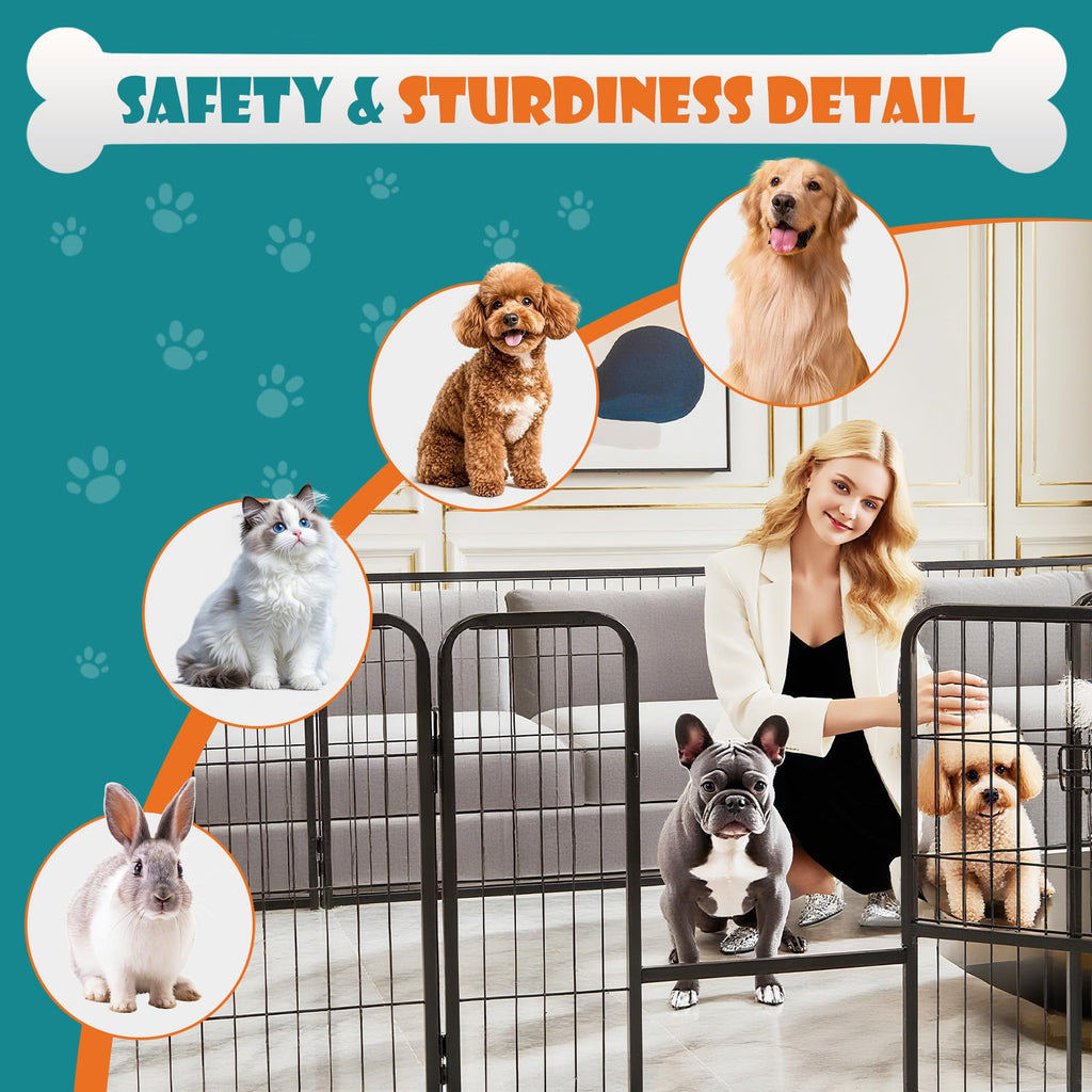 NEWBULIG Dog Playpen Indoor 8 Panels 32 Inch, Outdoor Metal Dog Fence Pen