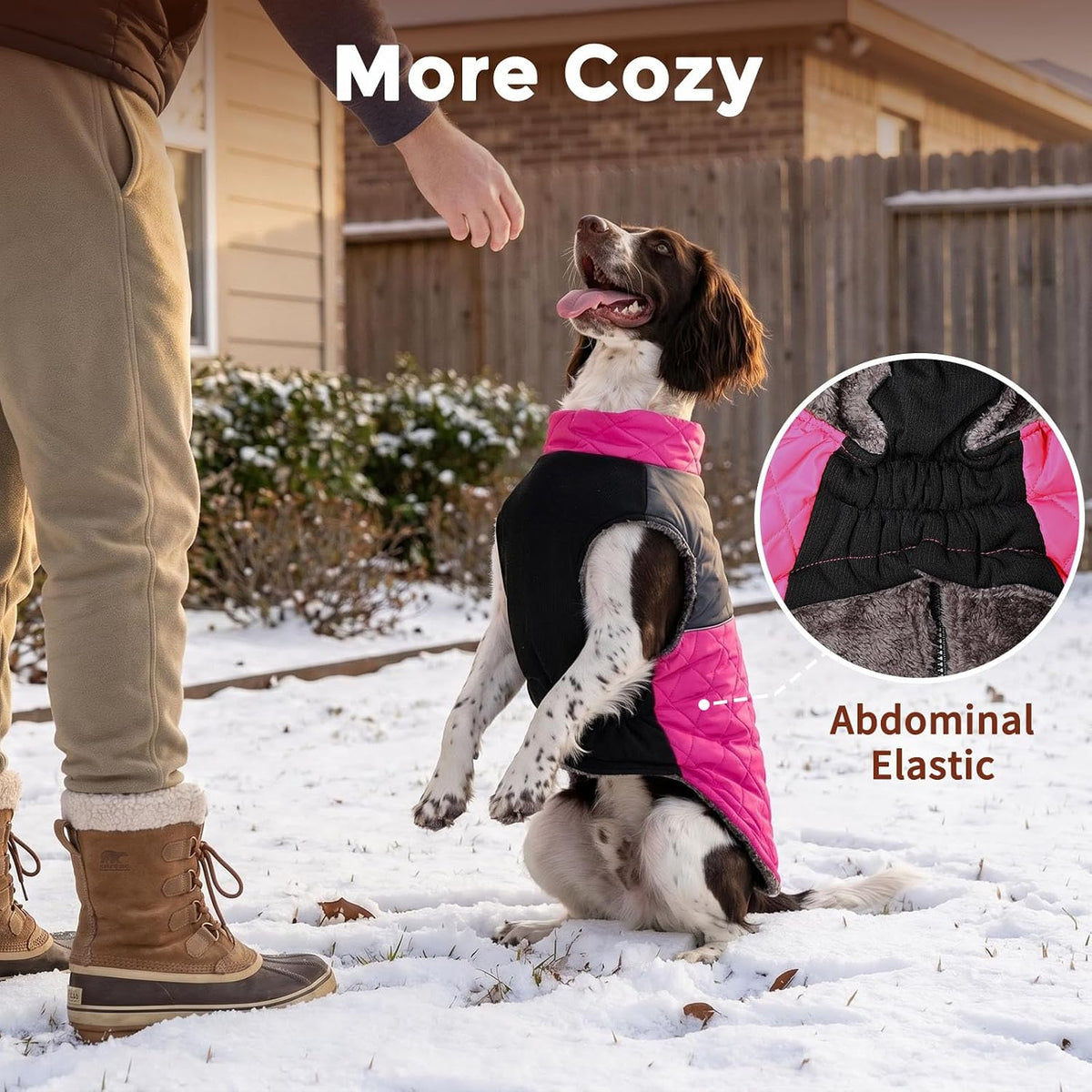 Winter Dog Coats for Small Dogs,Puppy Jacket with Harness,Pink XS