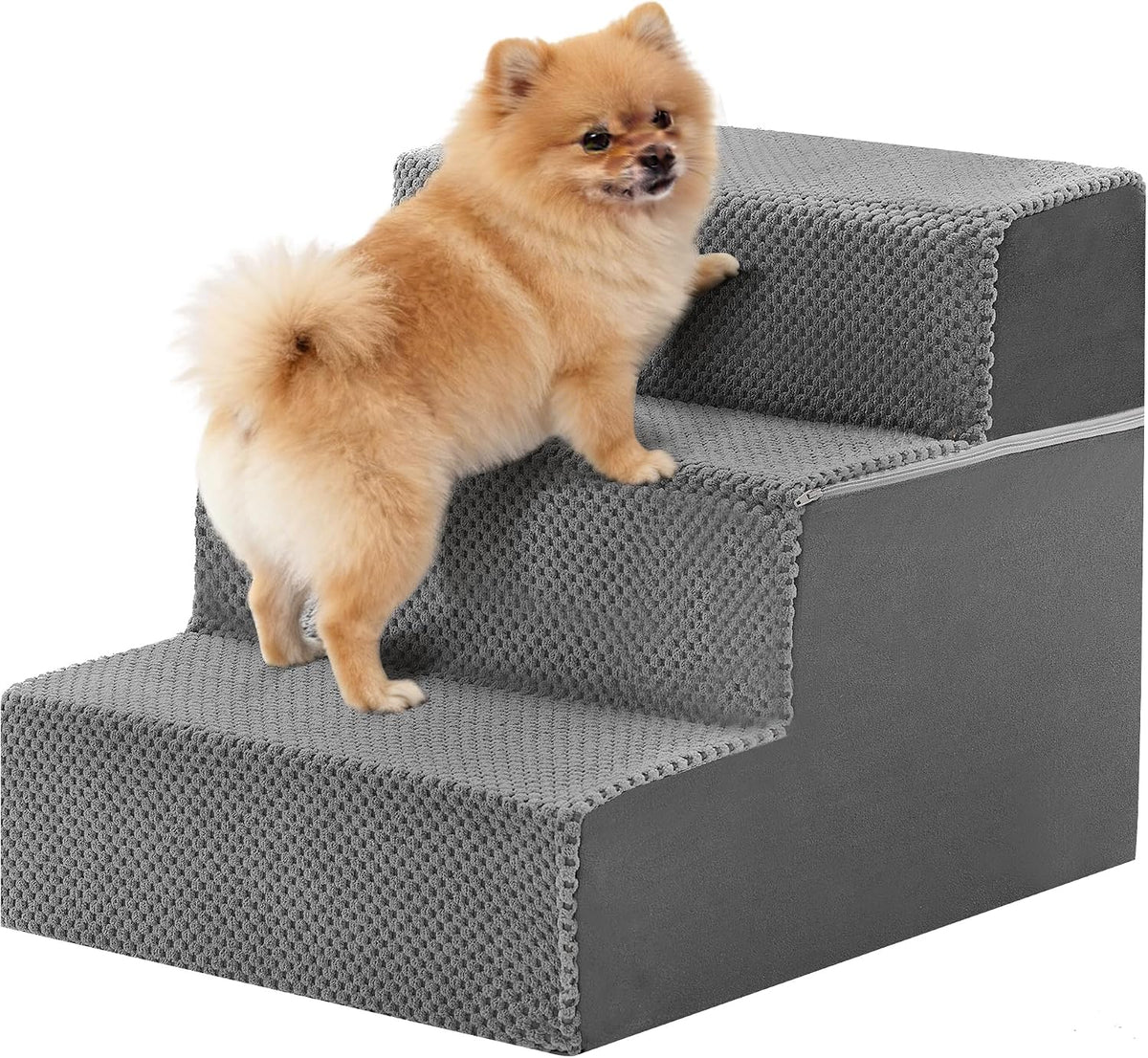 NEWBULIG 4-Step Dog Stairs, 20" H Dog Steps for Sofa and Chair, Grey
