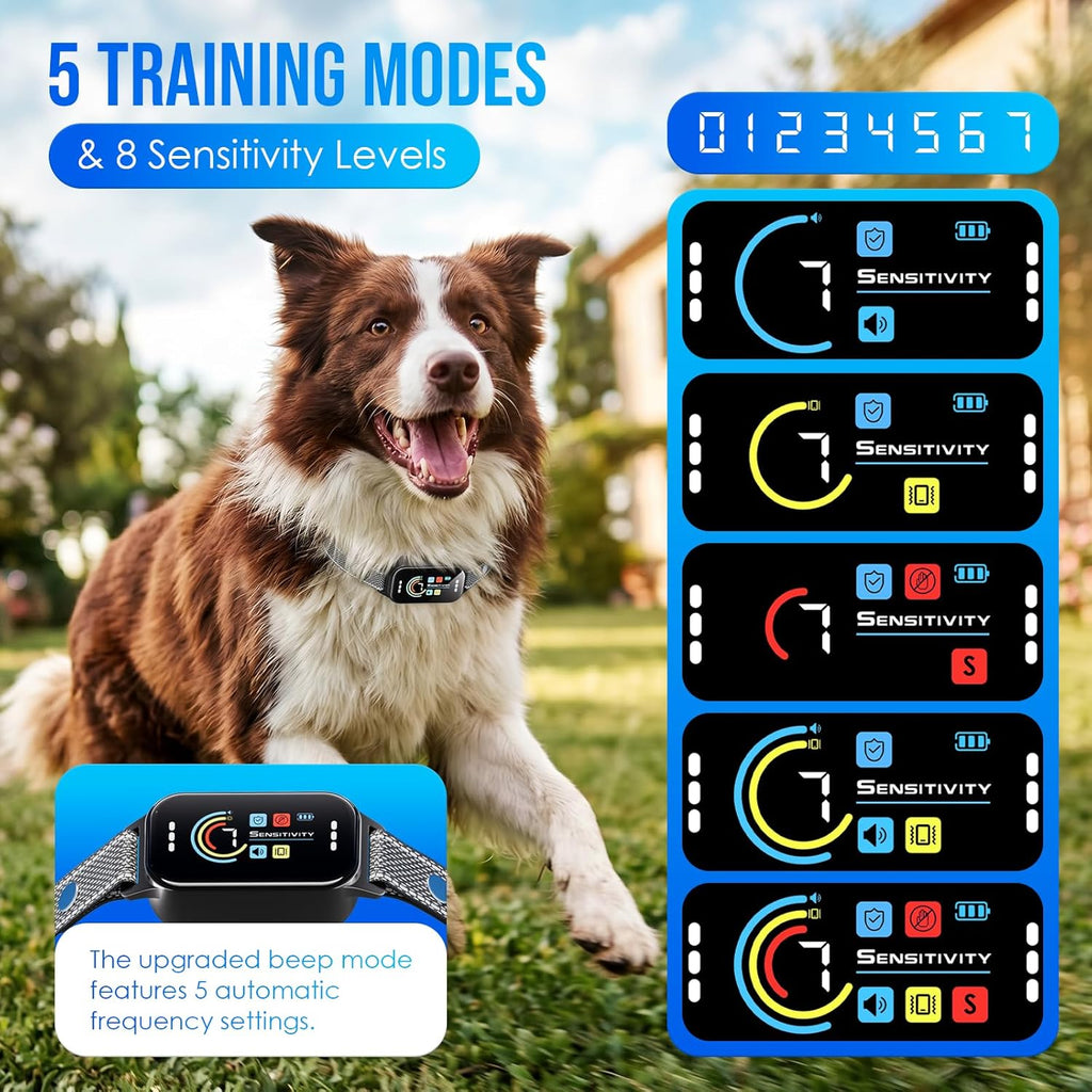 Dog Bark Collar 2 Pack, Auto Anti Barking Collar for Large Medium Small Dogs 11-120lbs, 7 Sensitivity Levels, 5 Safe Tra