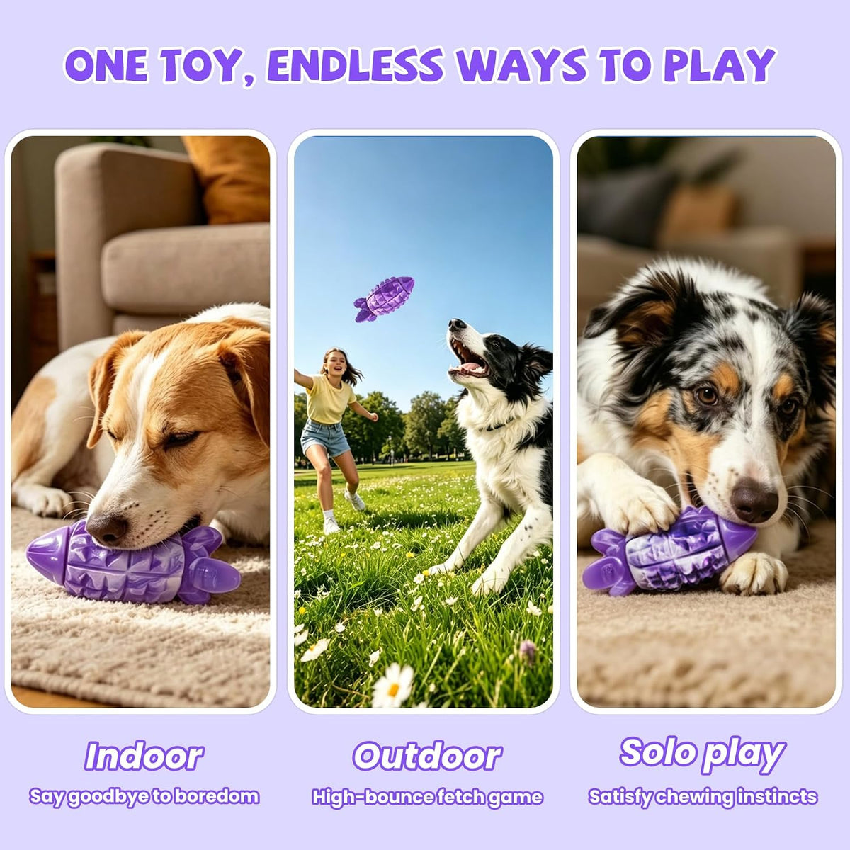 YINEYA Tough Dog Toys for Aggressive Chewers, Dog Chew Toys, Purple