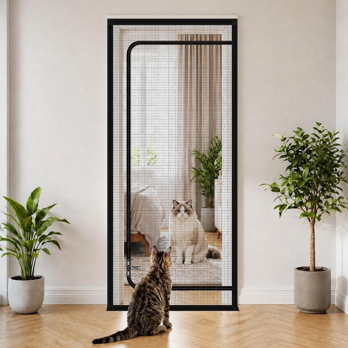 36x78 Upgraded Cat Screen Door, Reinforced Thickened Pet Screen Door Black