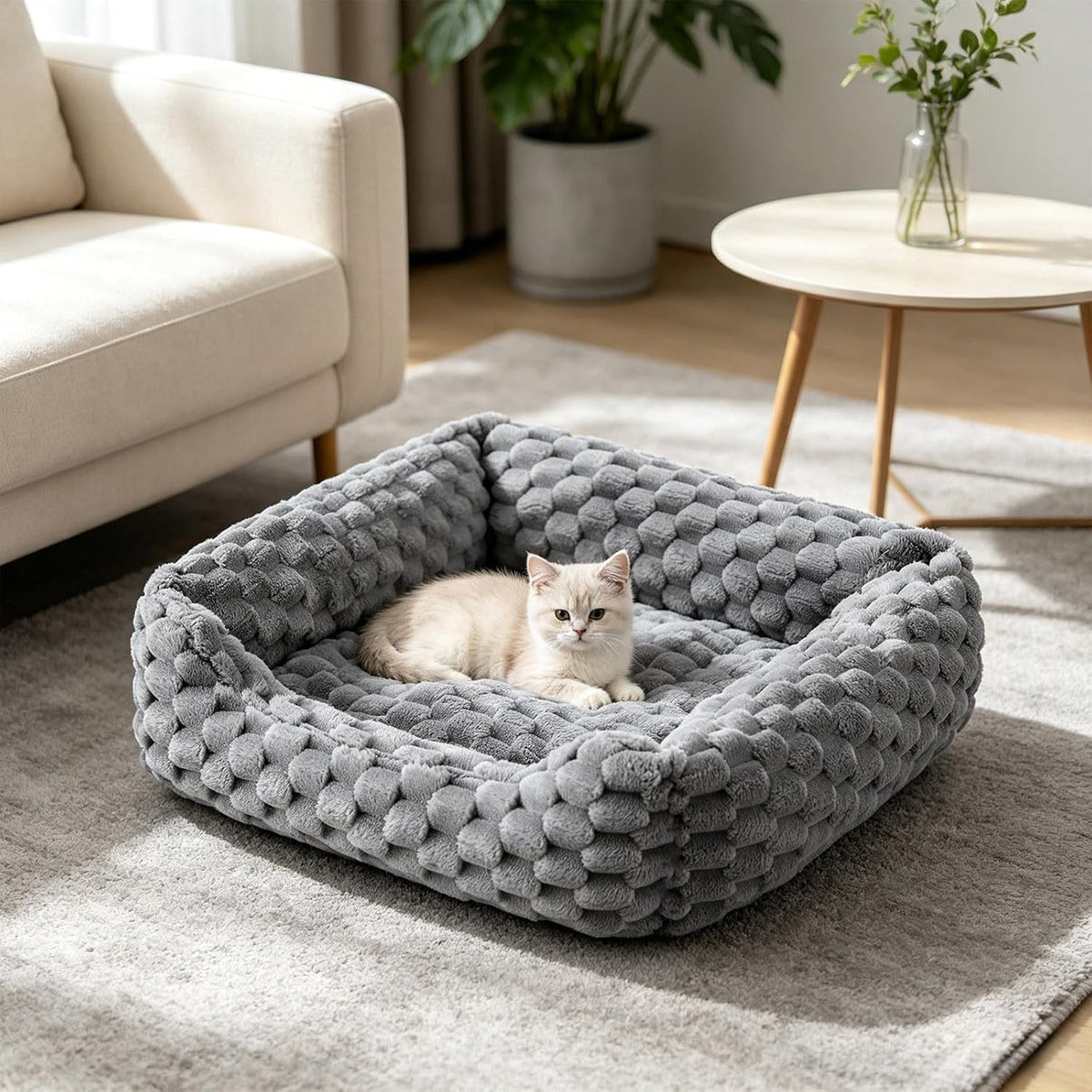 Cat Couch, Soft Pets Bed, Fluffy Cat Sofa, cama para Gatos, Gray