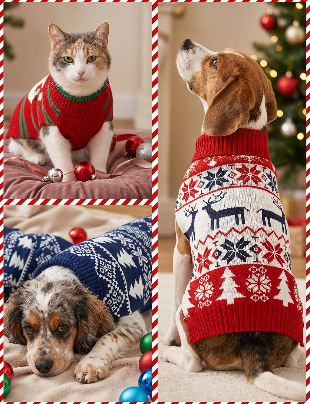 Christmas Dog Sweaters for Small Medium Large Dogs and Cats,Pet Soft Warm Holiday Outfit Girl & Boy,Pup Winter Clothes T
