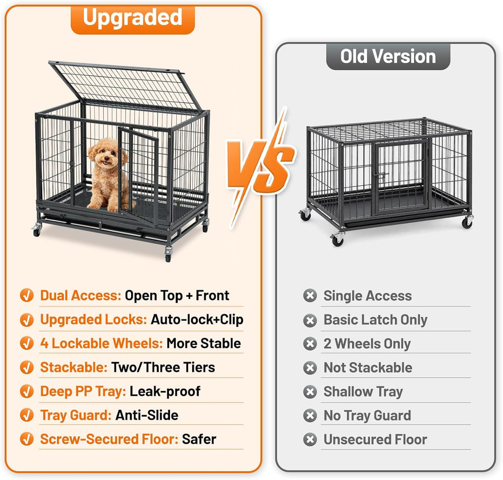 Homey Pet 31 Inch Stackable Dog Crate for Small Dogs, Heavy Duty Wire Cage