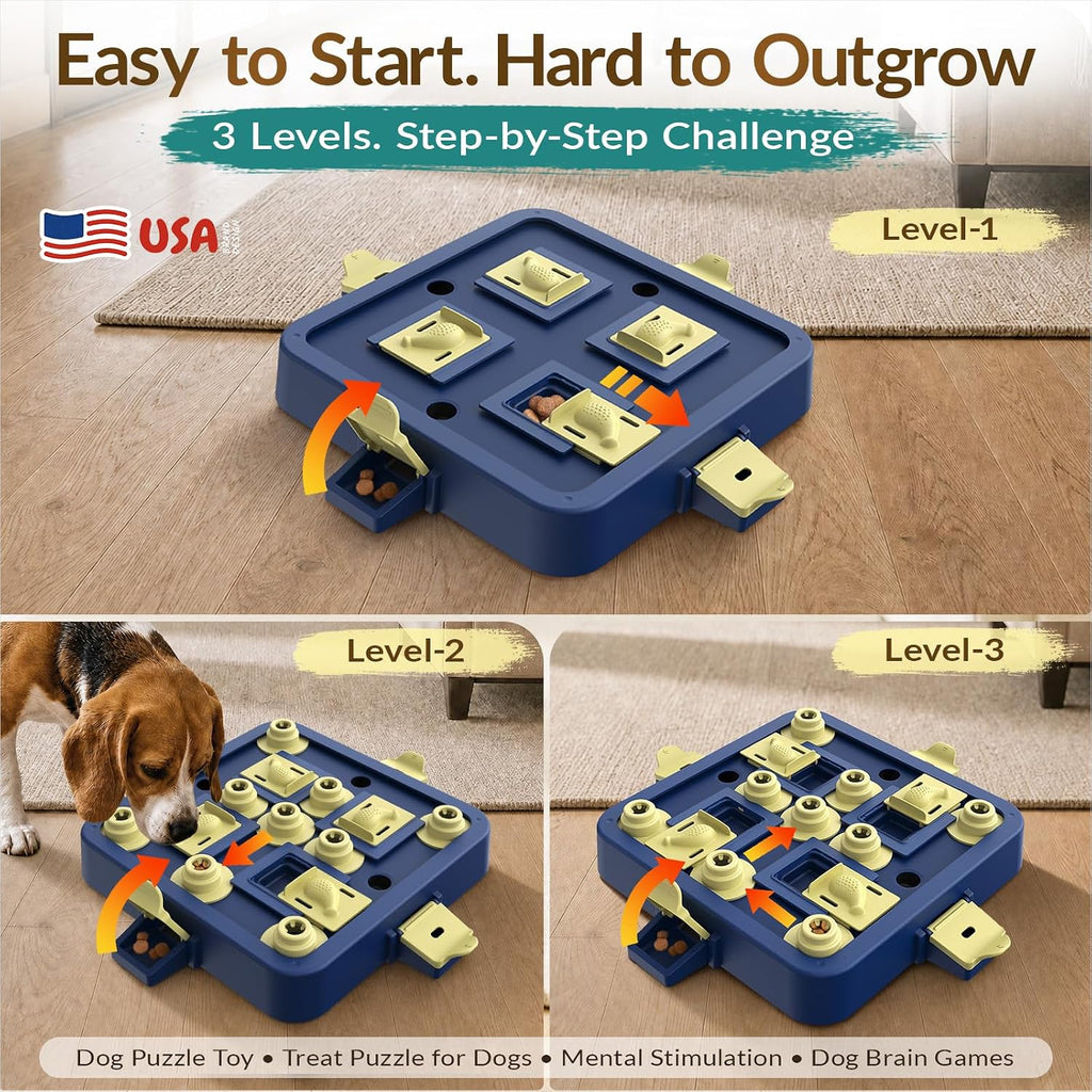Dog Chess Puzzle Toy, 3-Levels, Mental Stimulation for Smart Dogs
