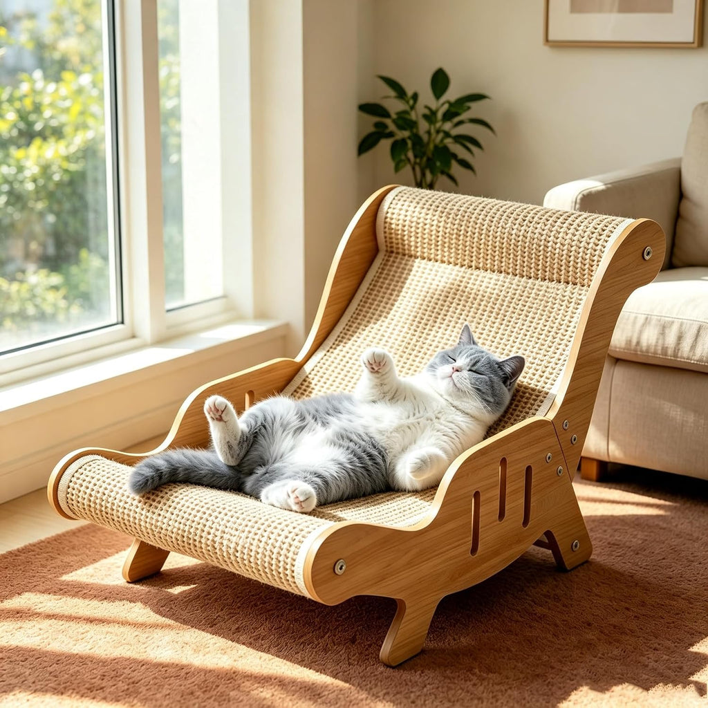 Cat Scratcher Lounge Chair with Wooden Frame
