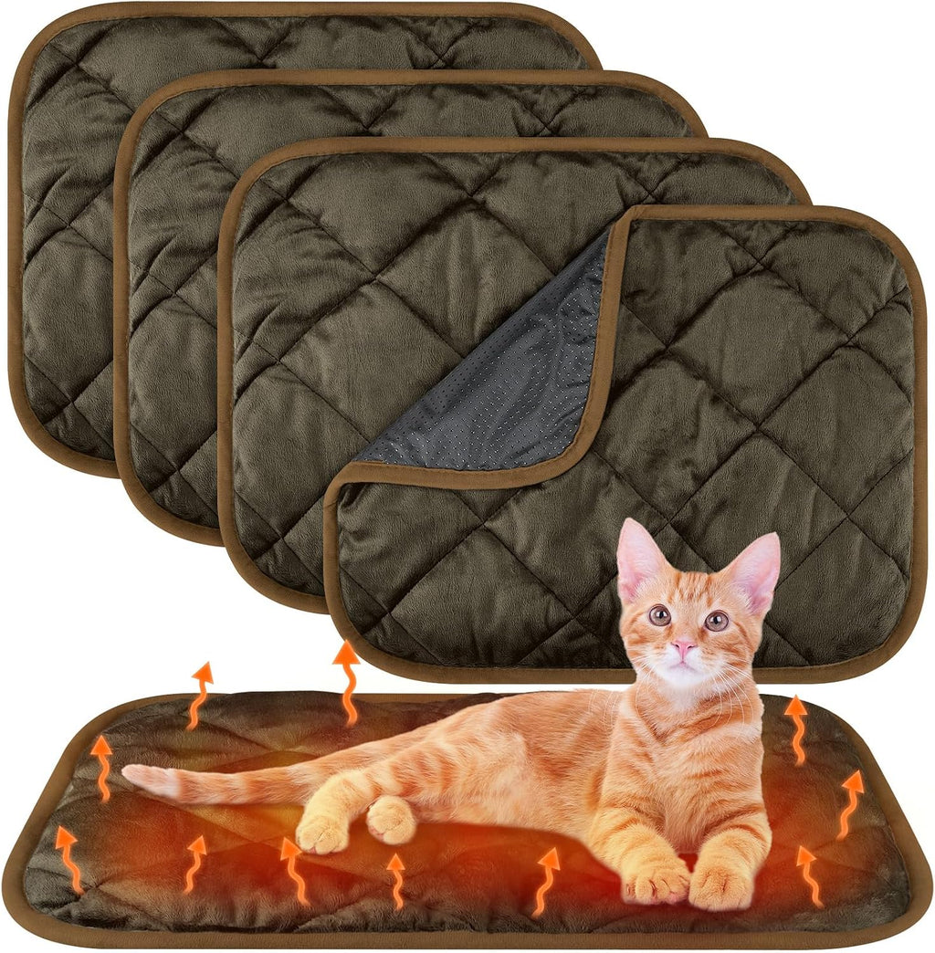 4 Pack Self Heating Cat Pad Self Warming Dog Mat, 16 x 20 Inch, Gray