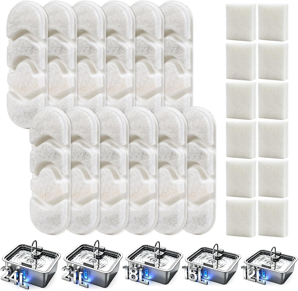 12+12Pcs Dog Fountain Filters Compatible with DeftPet Dog Water Fountain