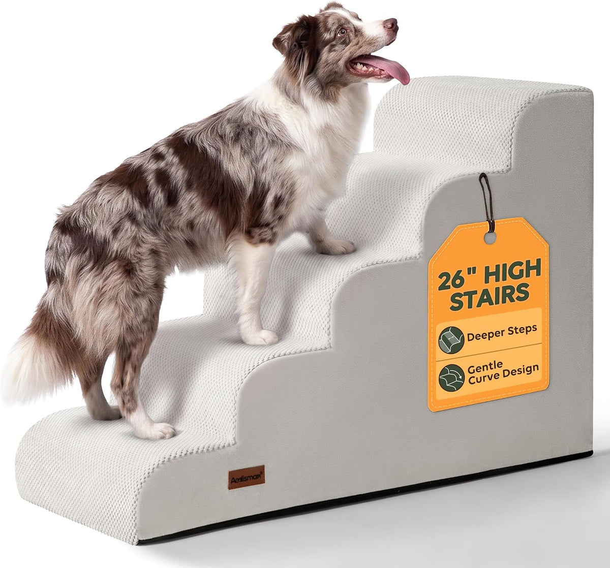 Dog Stairs for High Beds, 26" H 5-Step Pet Ramp for Small & Medium Dogs