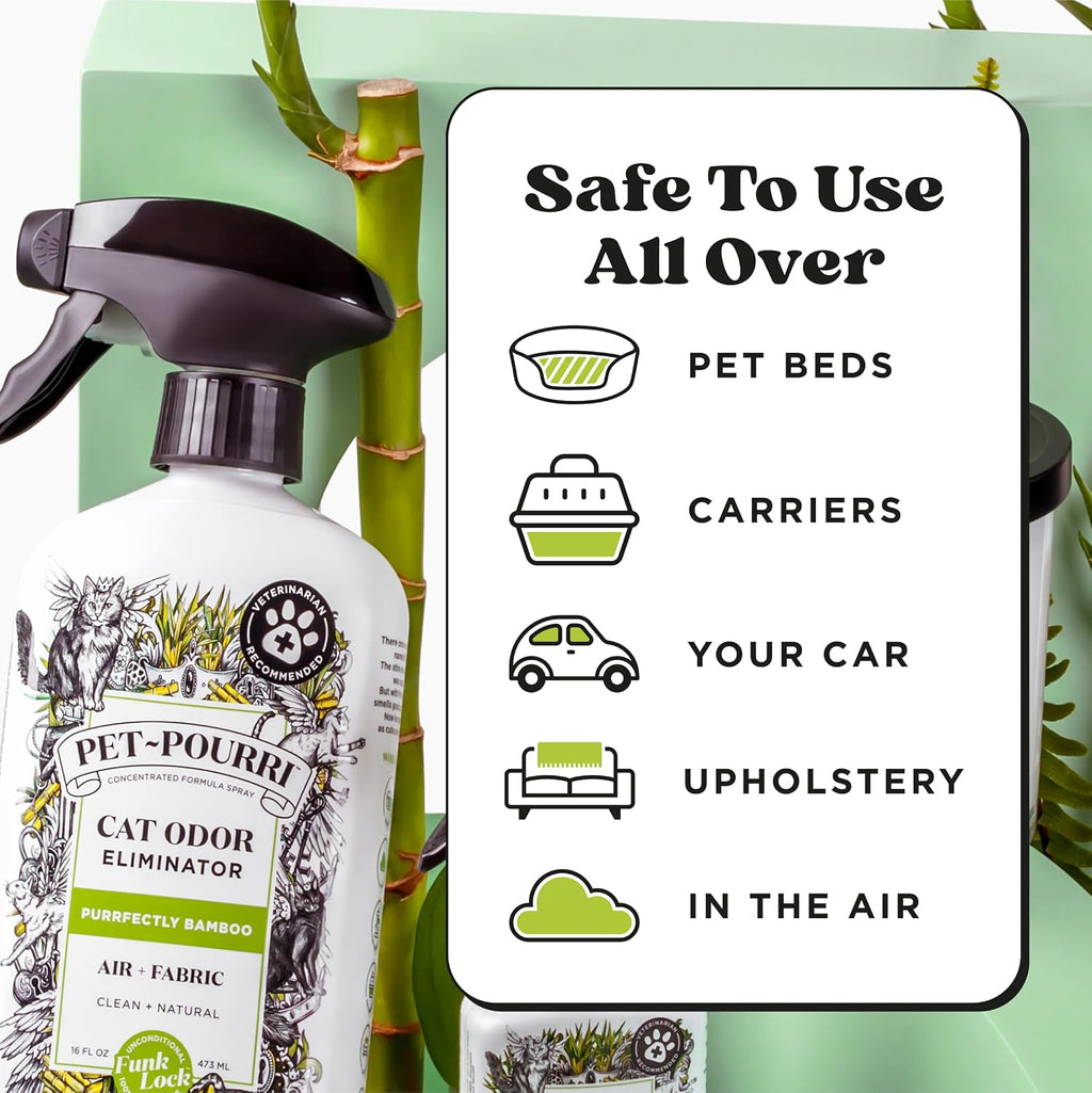 Pet-Pourri Air + Fabric, Cat Odor Home Deodorizer Spray, Bamboo, 16 Fl Oz