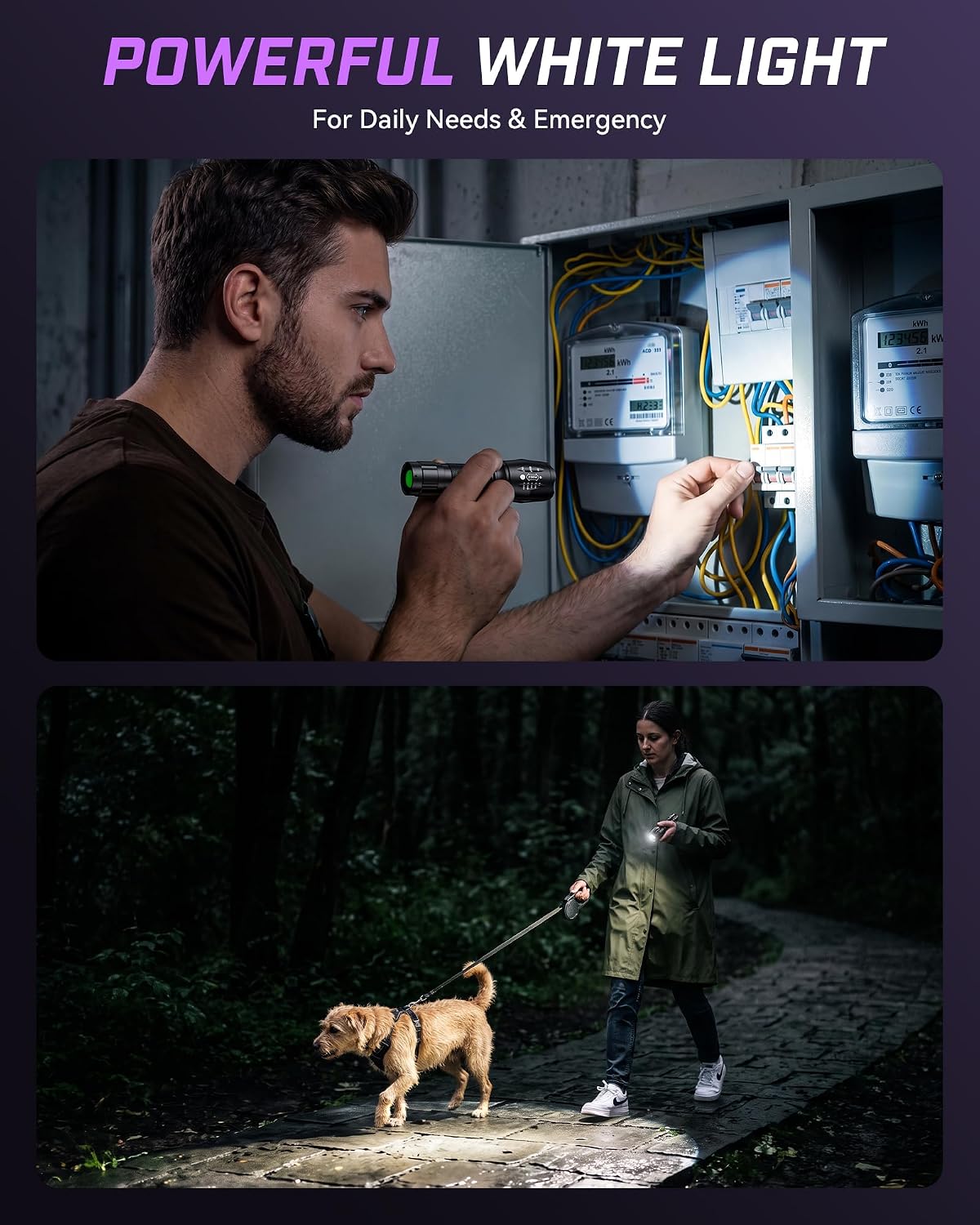 Evteck MOWETOO UV Flashlight with 395nm Black Light & White Light