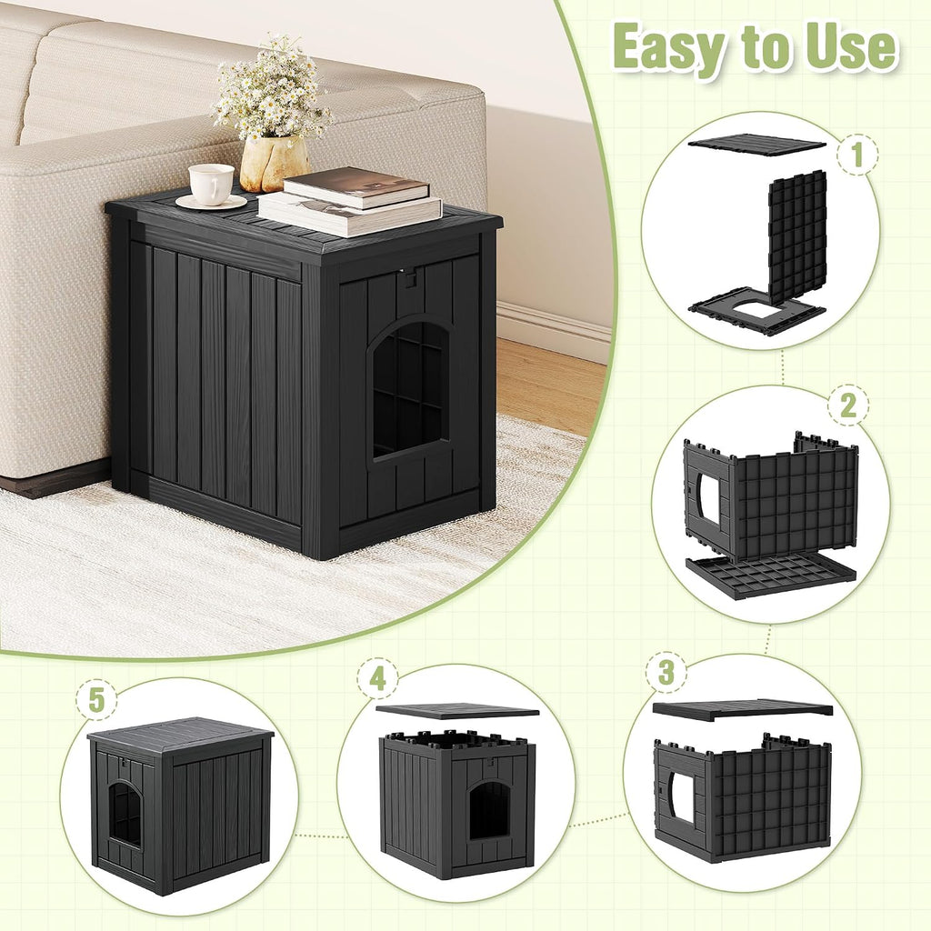 Cat Litter Box Enclosure, Feral Outdoor Cat Enclosure Weatherproof for Winter Outside, Cat Litter Box Furniture Fit Litt
