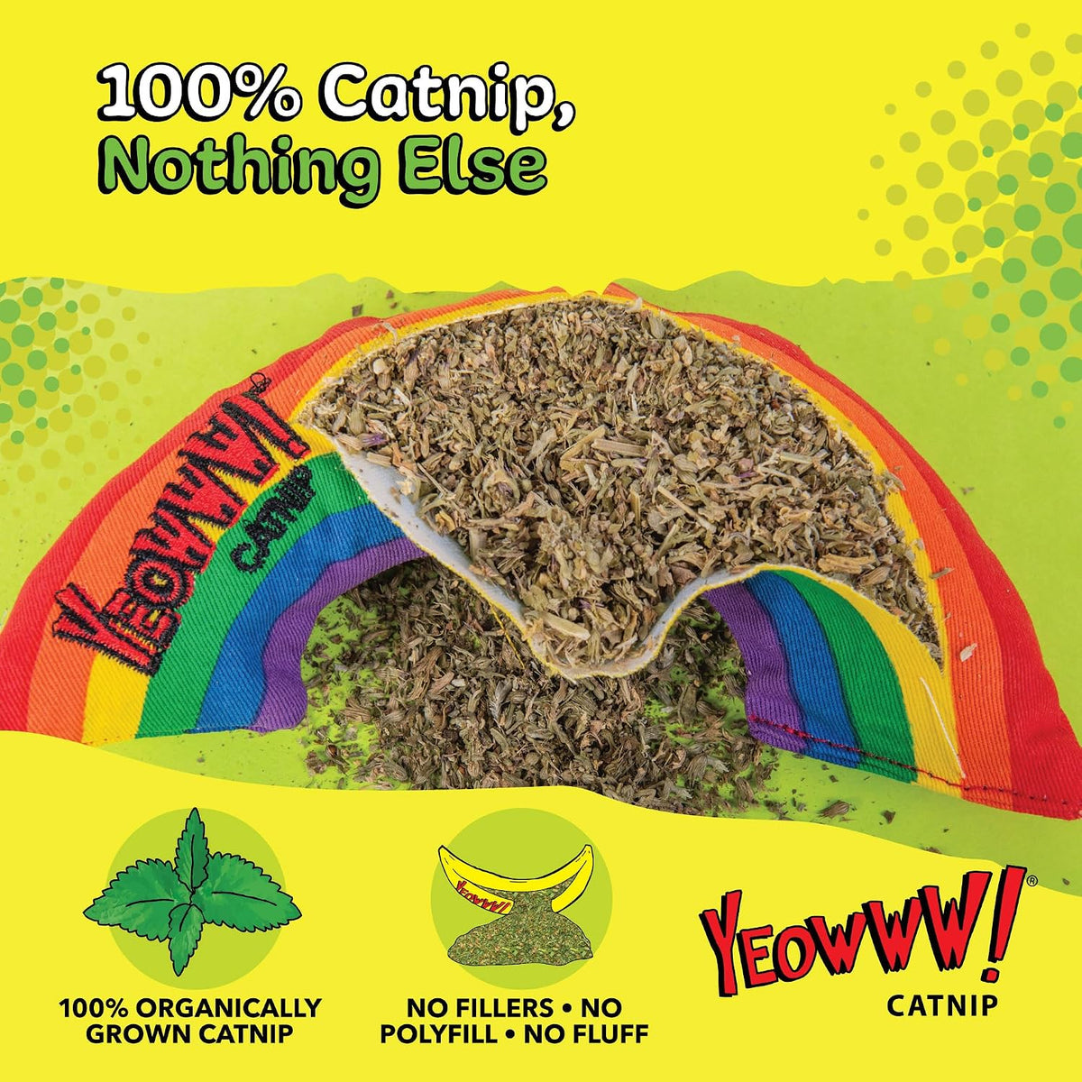 Yeowww! Catnip Rainbow Toy for Cats - Colorful Arch Shape - Durable Cotton Twill - Made in the USA - Stuffed with Organi