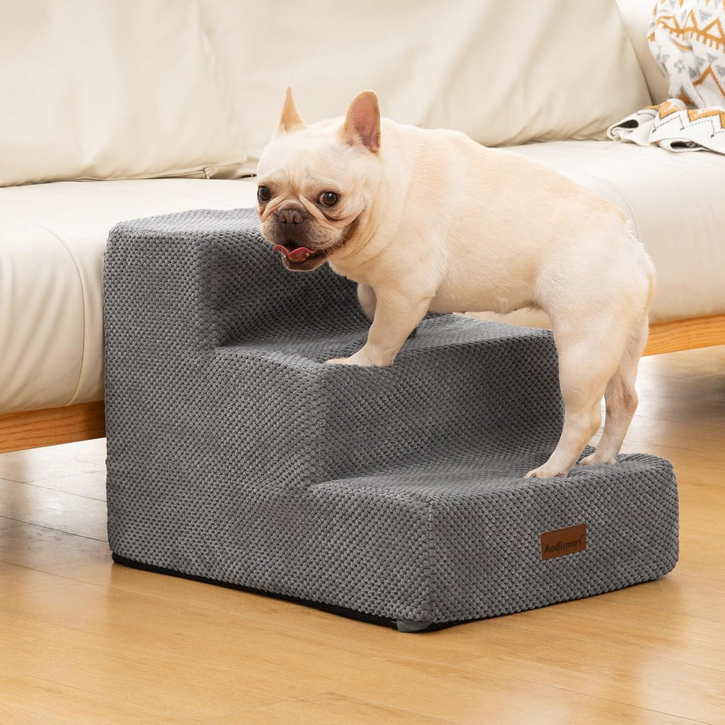 Dog Stairs for Small Dogs & Cats,3-Step Pet Steps for Couch & Bed