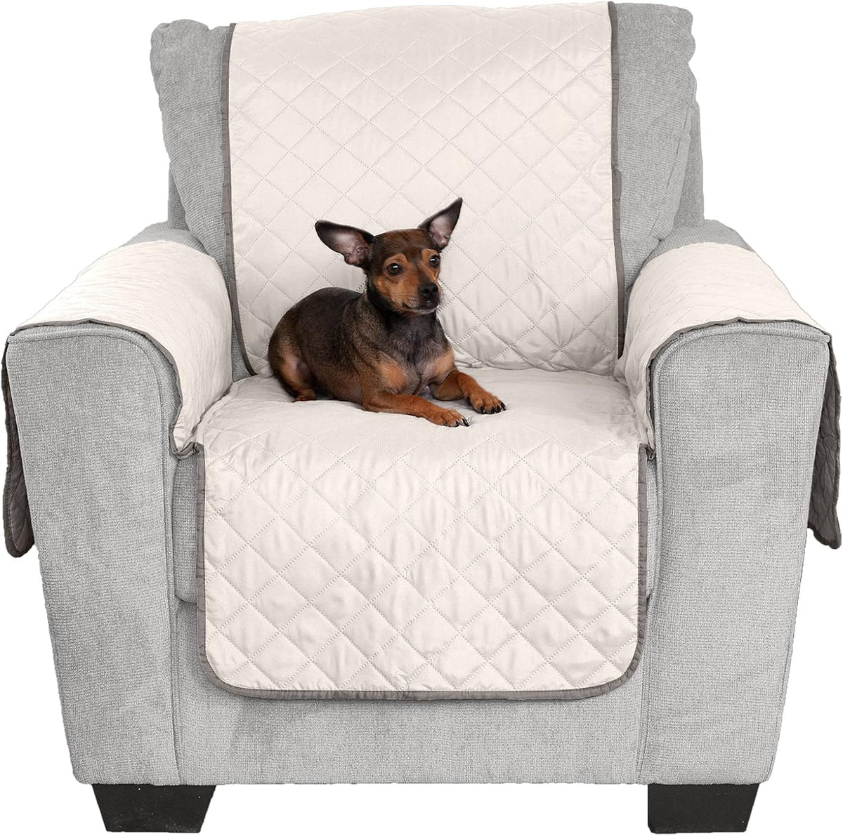 Furhaven Water-Resistant & Reversible Chair Cover Protector for Dogs, Cats, & Children - Two-Tone Pinsonic Quilted Livin