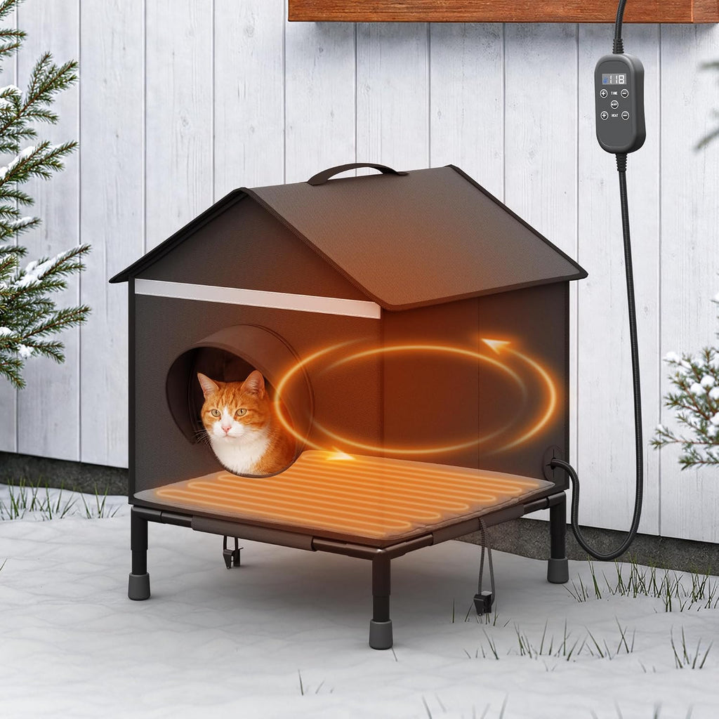 Heated Cat House for Outside Insulated Cat House Outdoor Black M