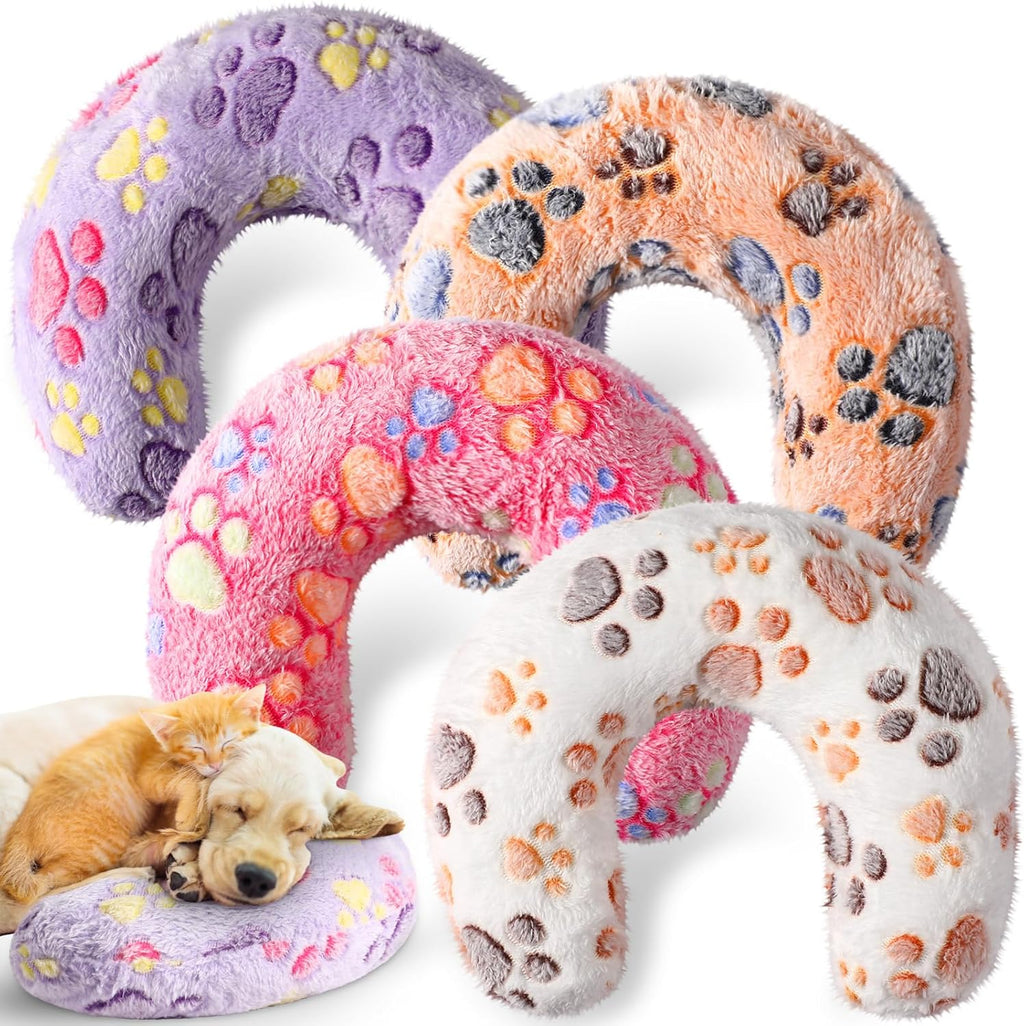 4 Pcs Cat Pillow Calming Pet Dog Neck Pillow, Paw, Medium