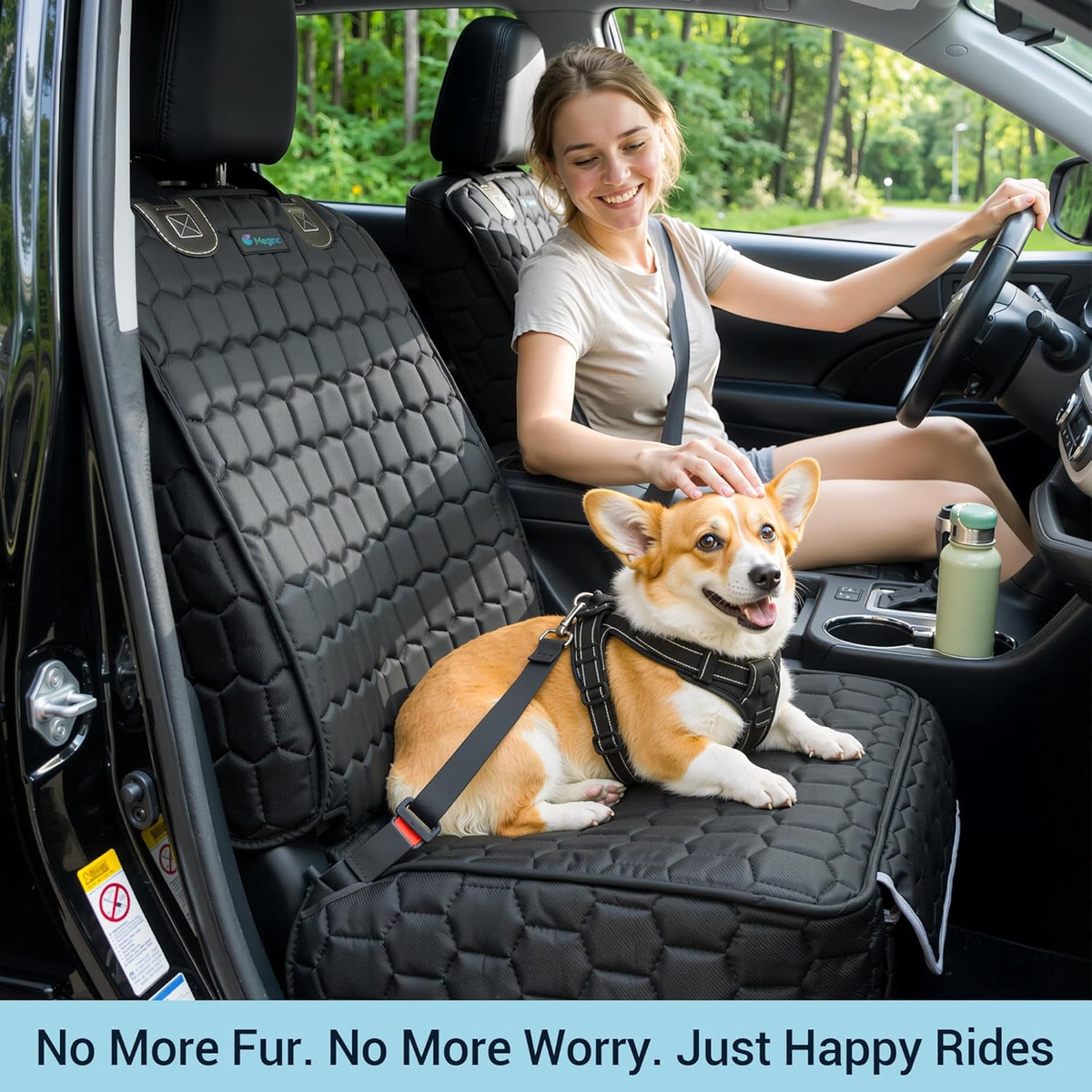 2-Pack Front Seat Covers for Dogs, Waterproof Car Seat Protectors