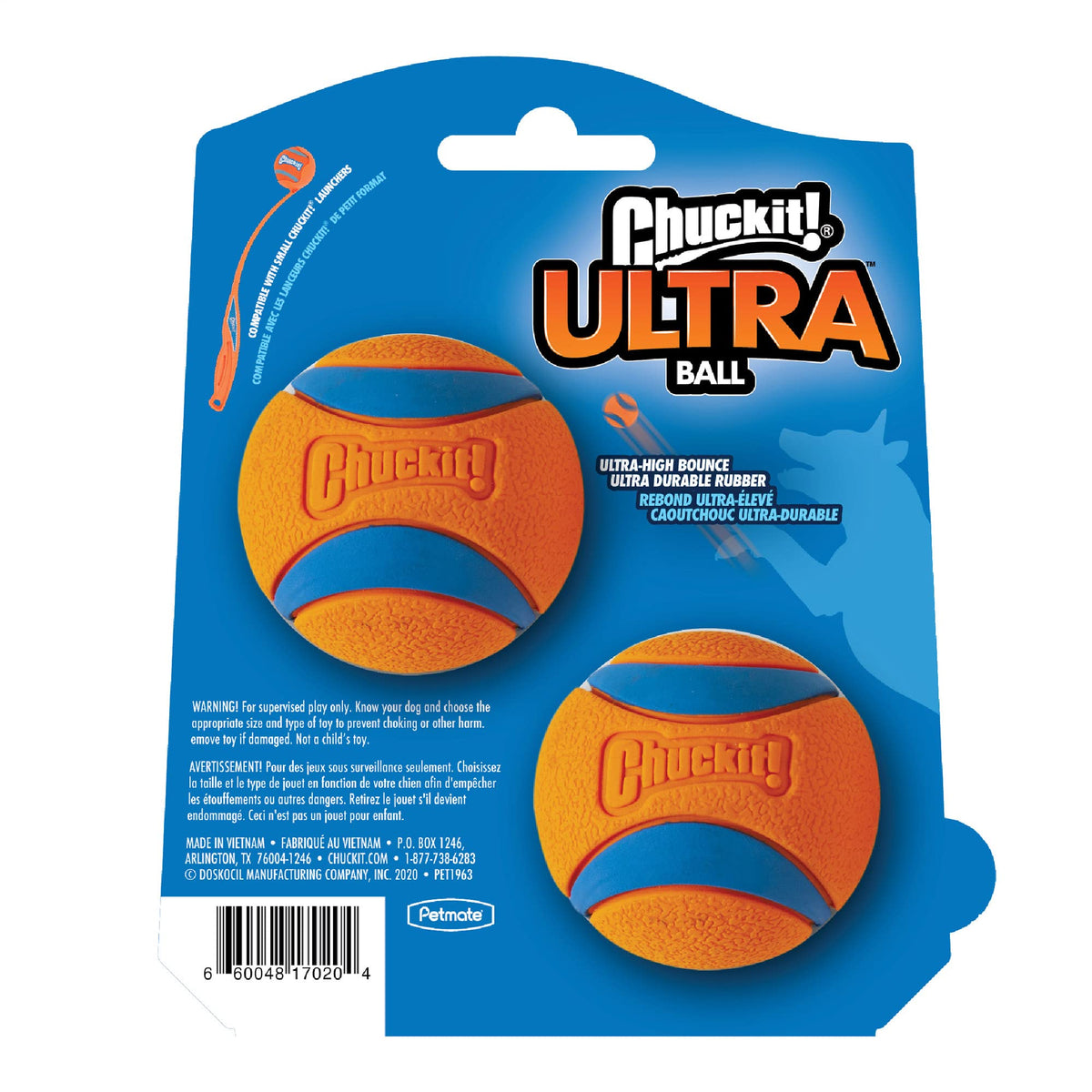 Chuckit! Ultra Ball Dog Toy, Durable Rubber, Small 2-in, 2 Pack