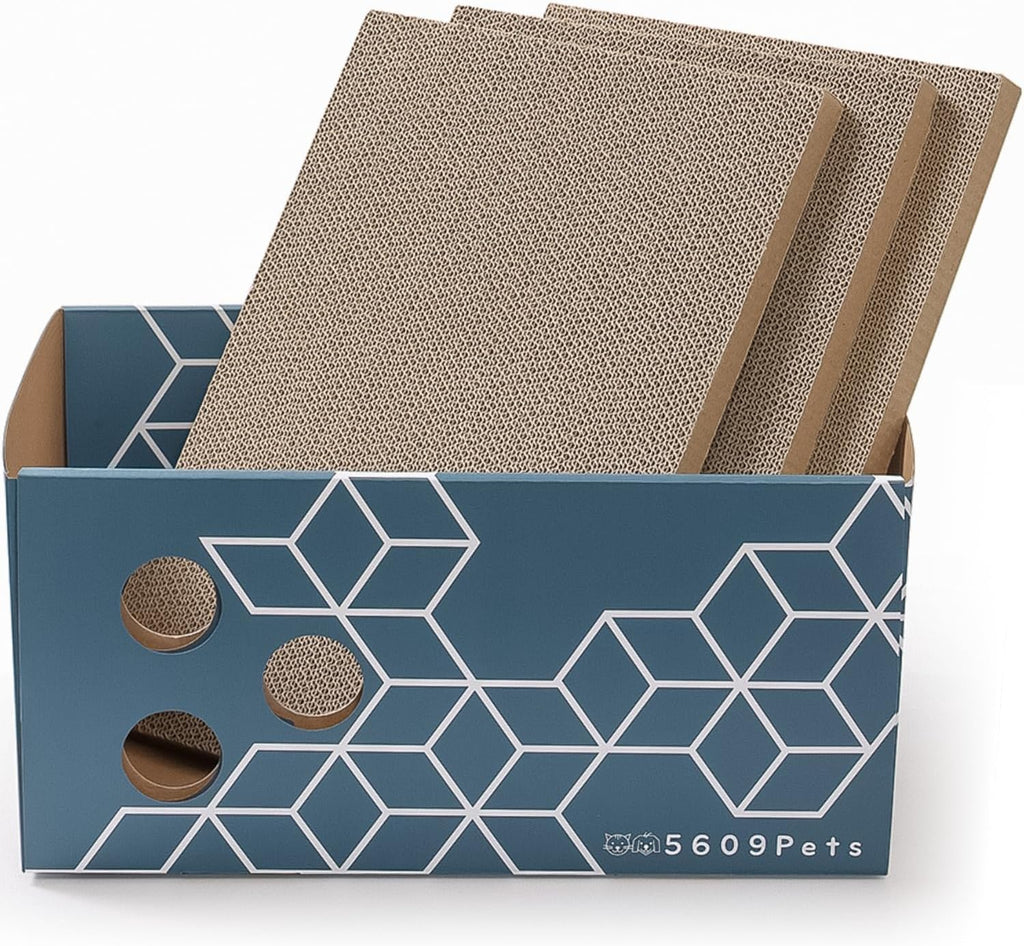 No-Mess Cardboard Cat Scratcher Box - Refillable Double-Sided Scratch Pad