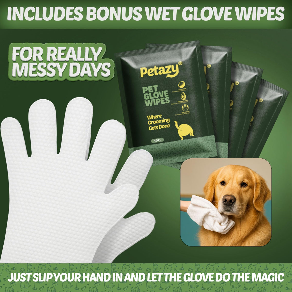 Petazy Pet Wipes for Dogs & Cats - Paws, Ears & Butt Cleaning, 400 Count