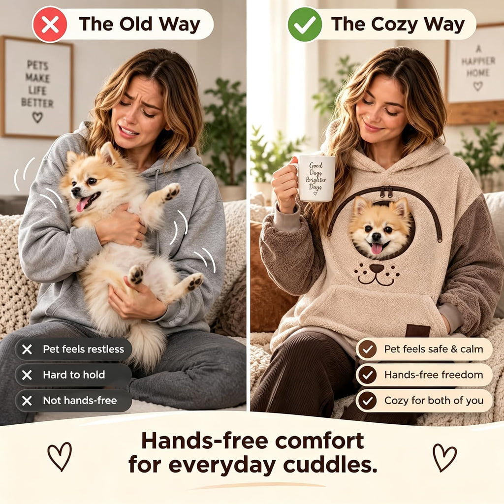 Cozy Pet Carrier Hoodie – Built-In Pouch for Cats & Small Dogs