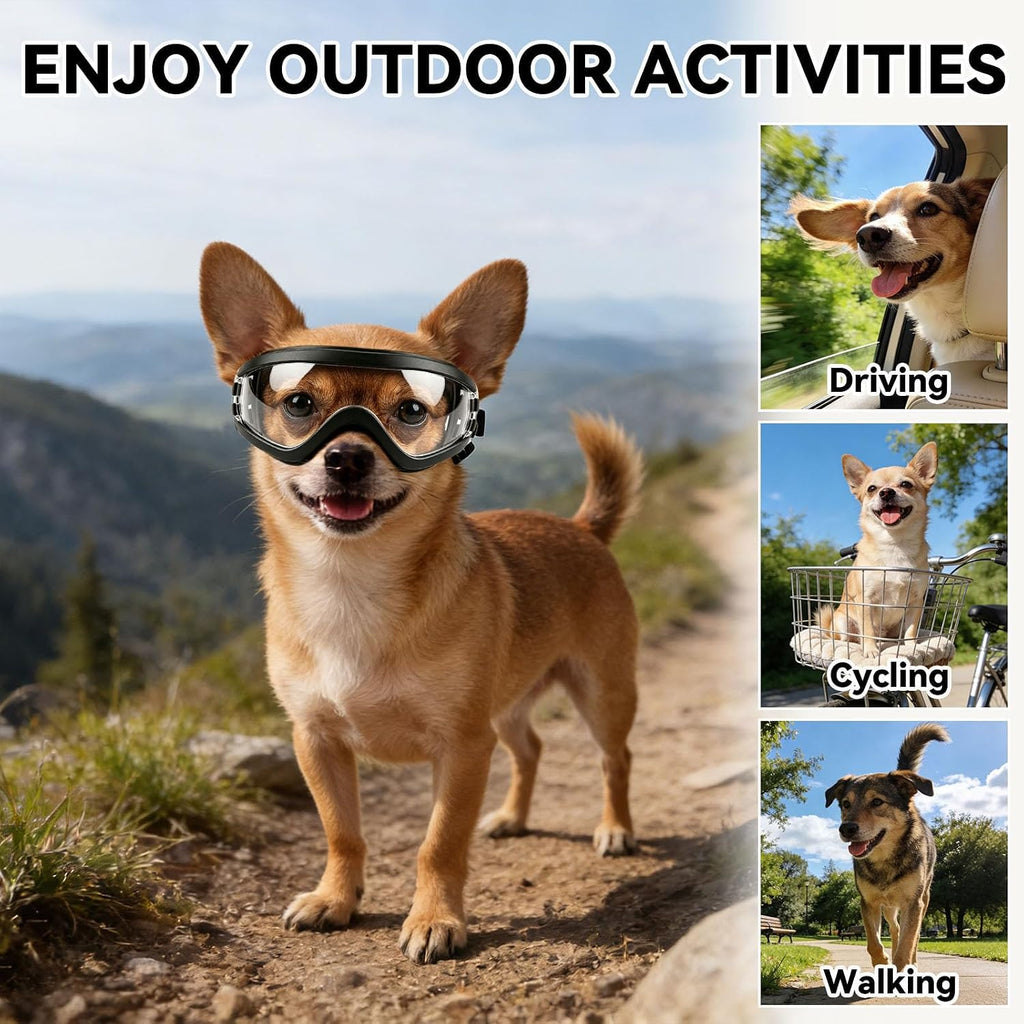 Dog Goggles Small Breed Windproof Anti-Fog Dog Sunglasses Clear View Dog Glasses for Walks/Car Rides/Motorcycle Riding/B