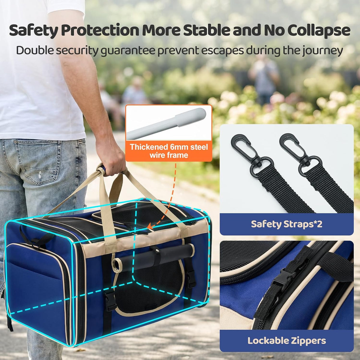 Odoland Expandable Cat Carrier for 2 Cats with Litter Box, Large Soft Sided